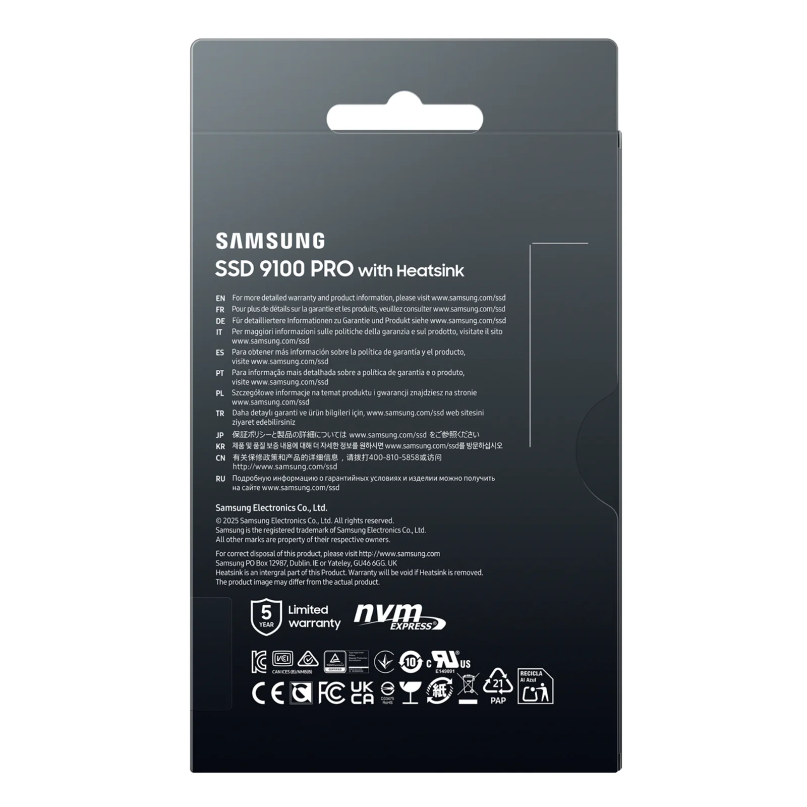 Samsung 9100 PRO Heatsink PCIe® 5.0 NVMe™ M.2 SSD - 1 TB