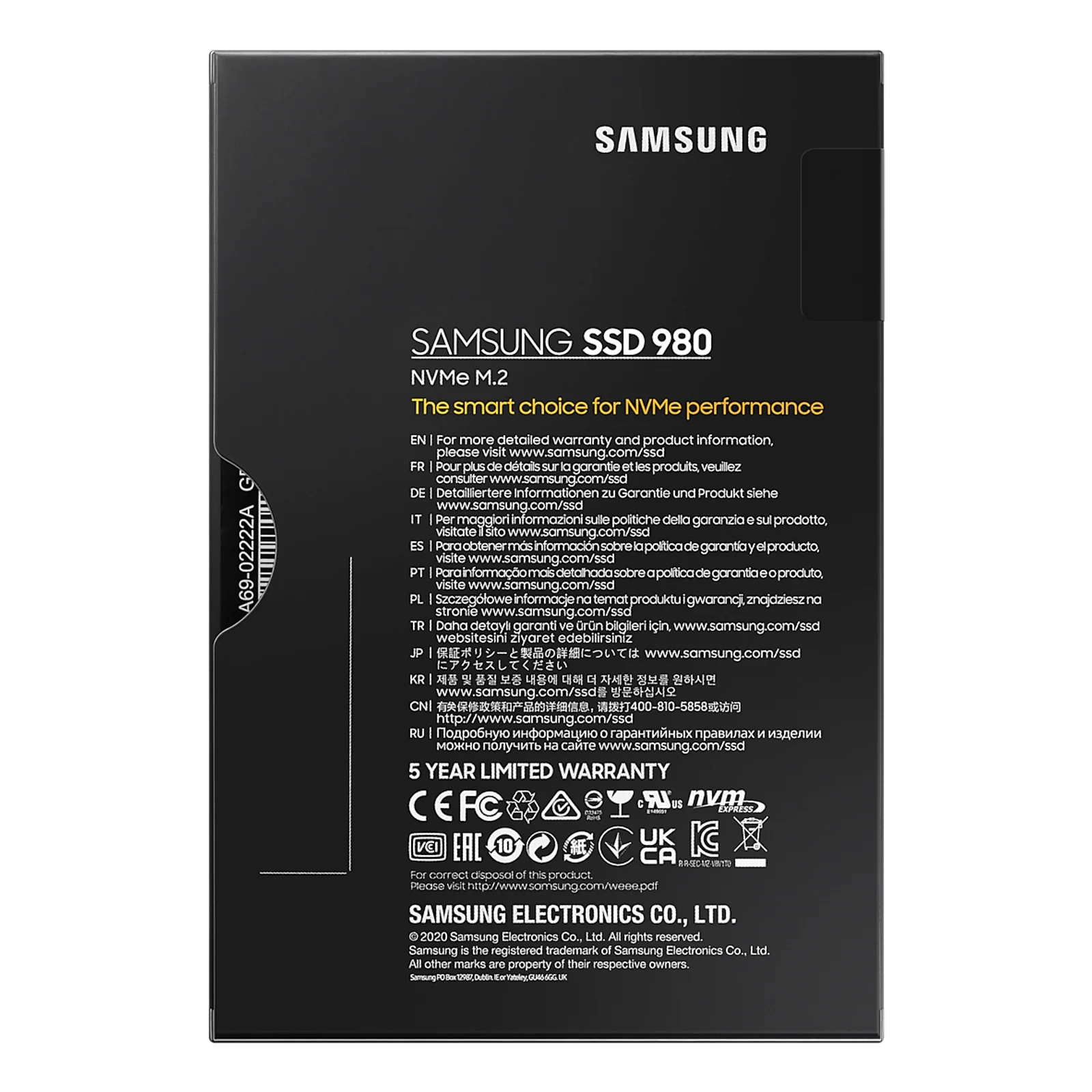 Samsung 980 500 Go M.2 PCI Express 3.0 NVMe V-NAND MLC