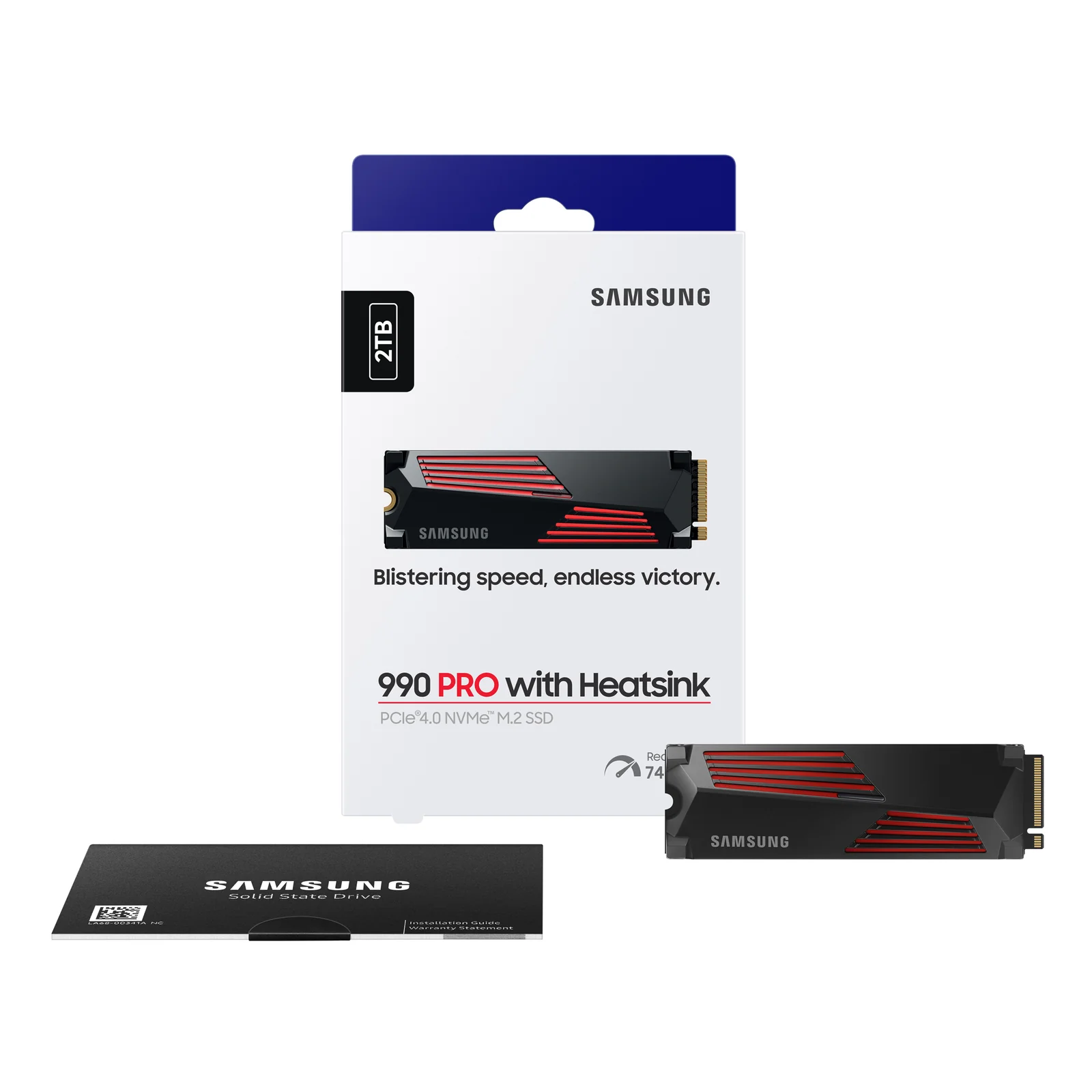 Contenu de la boîte Samsung 990 PRO with Heatsink, disque SSD, packaging et guide d'installation