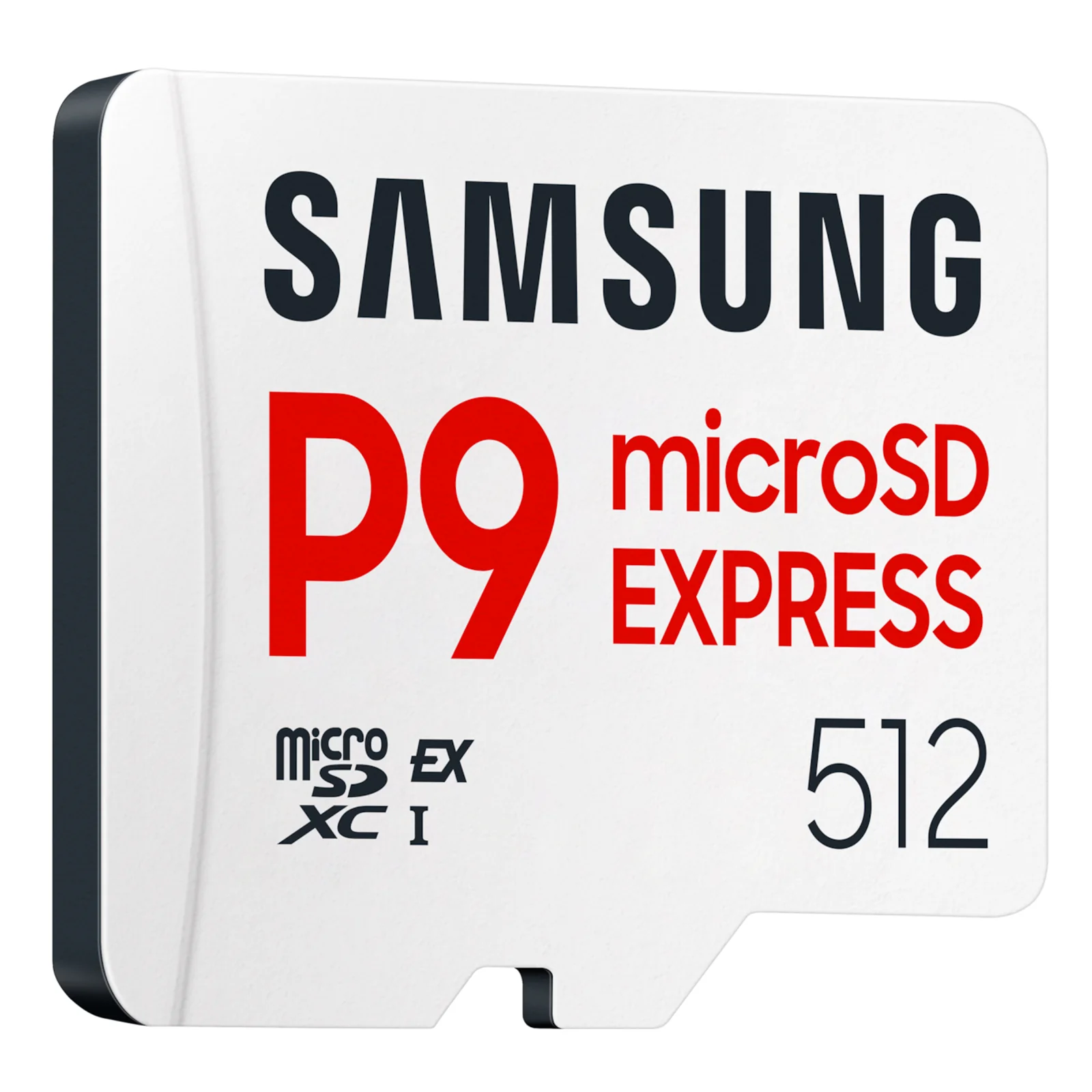 Vue latérale de la Samsung P9 Express 512 Go en angle prononcé, mettant en évidence l'épaisseur et les bords
