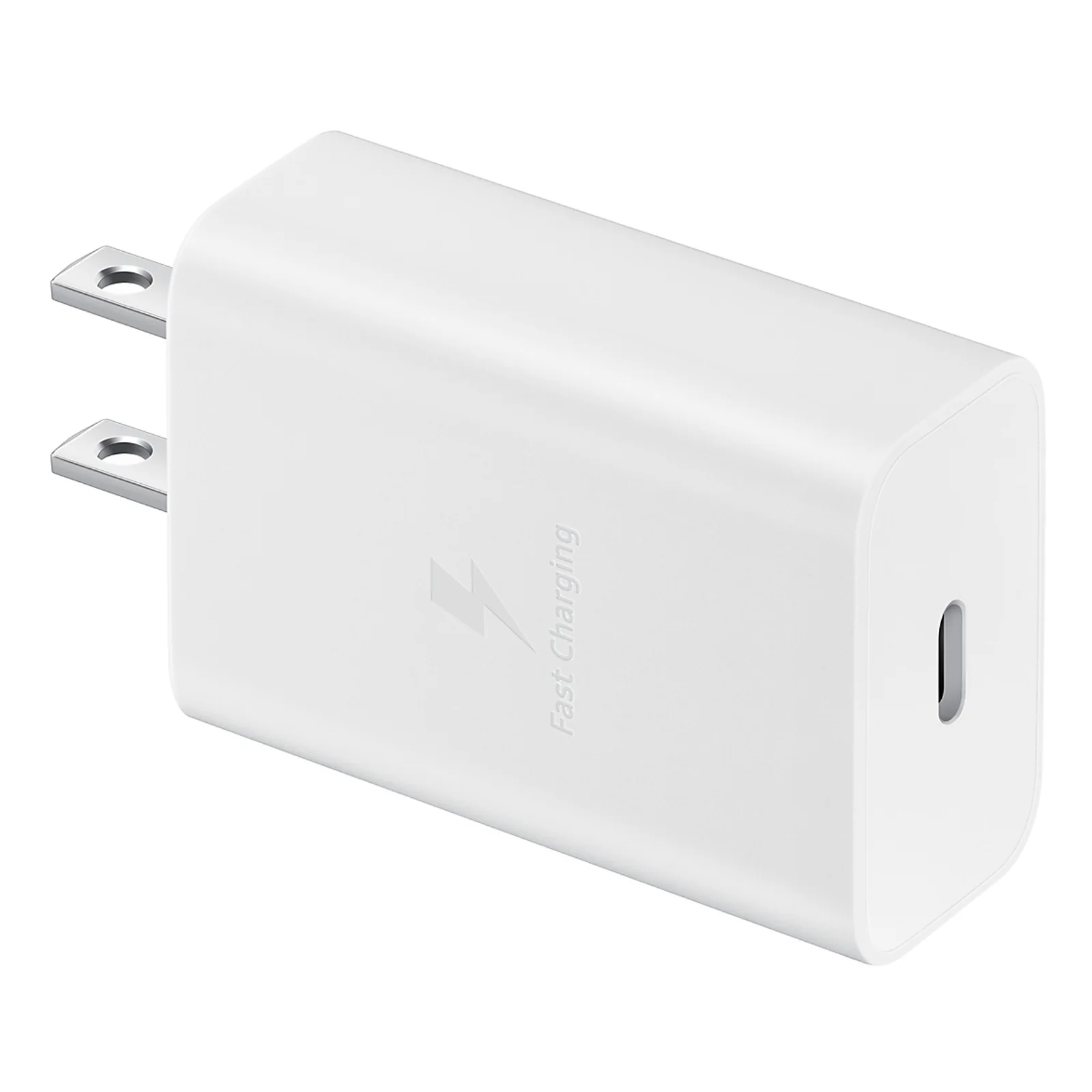 Chargeur Samsung 15 W blanc avec fiche plate de format américain et port USB-C