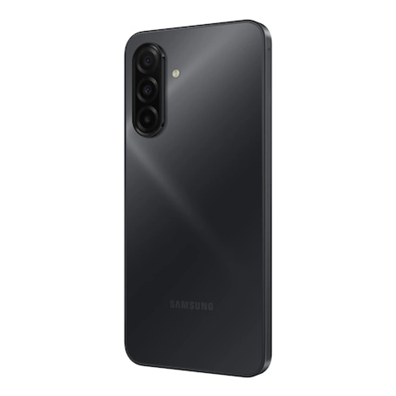 Samsung Galaxy A17 Noir, angle 3/4 arrière droit, triple module caméra en haut à gauche du dos