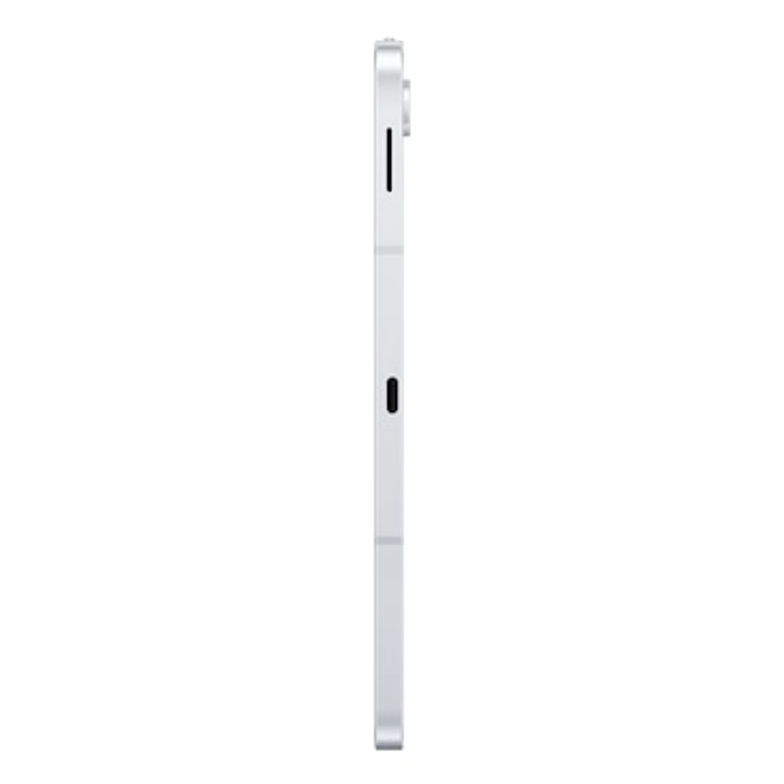 Tranche de la tablette argent montrant le port USB-C
