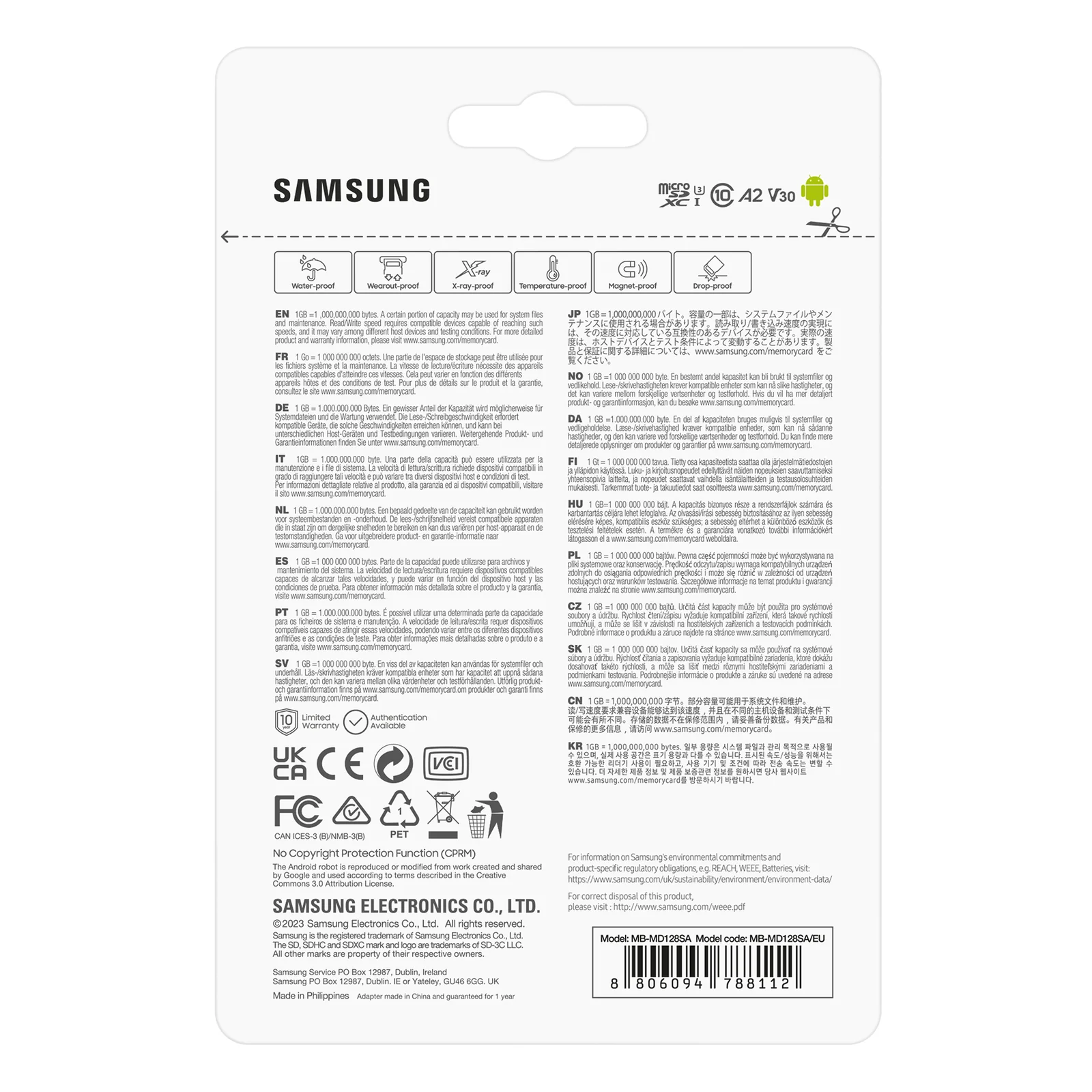 Samsung MB-MD128SA/EU mémoire flash 128 Go MicroSDXC UHS-I Classe 10