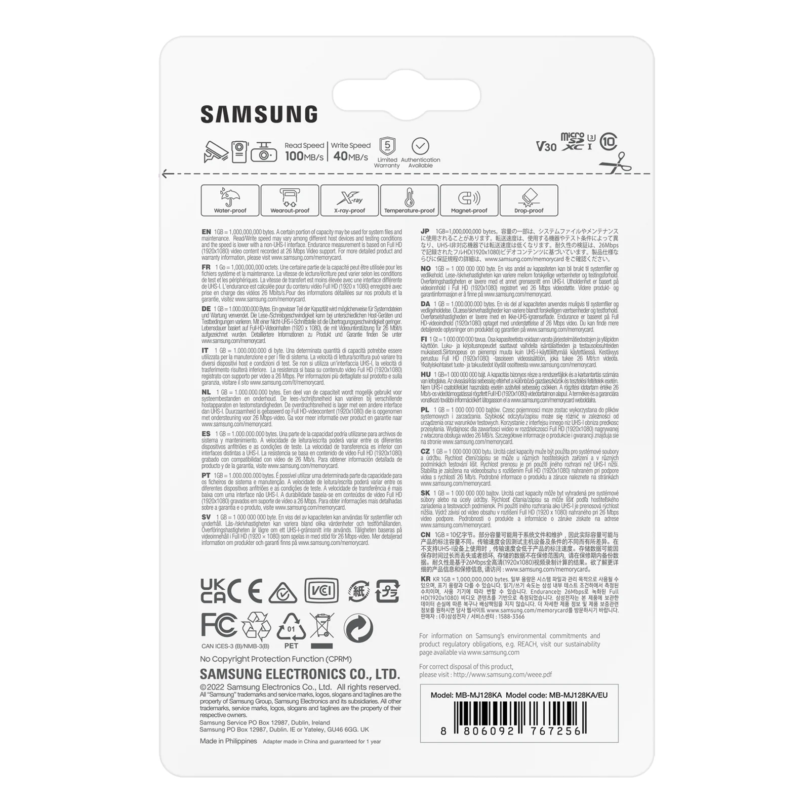 Samsung MB-MJ128K 128 Go MicroSDXC UHS-I Classe 10