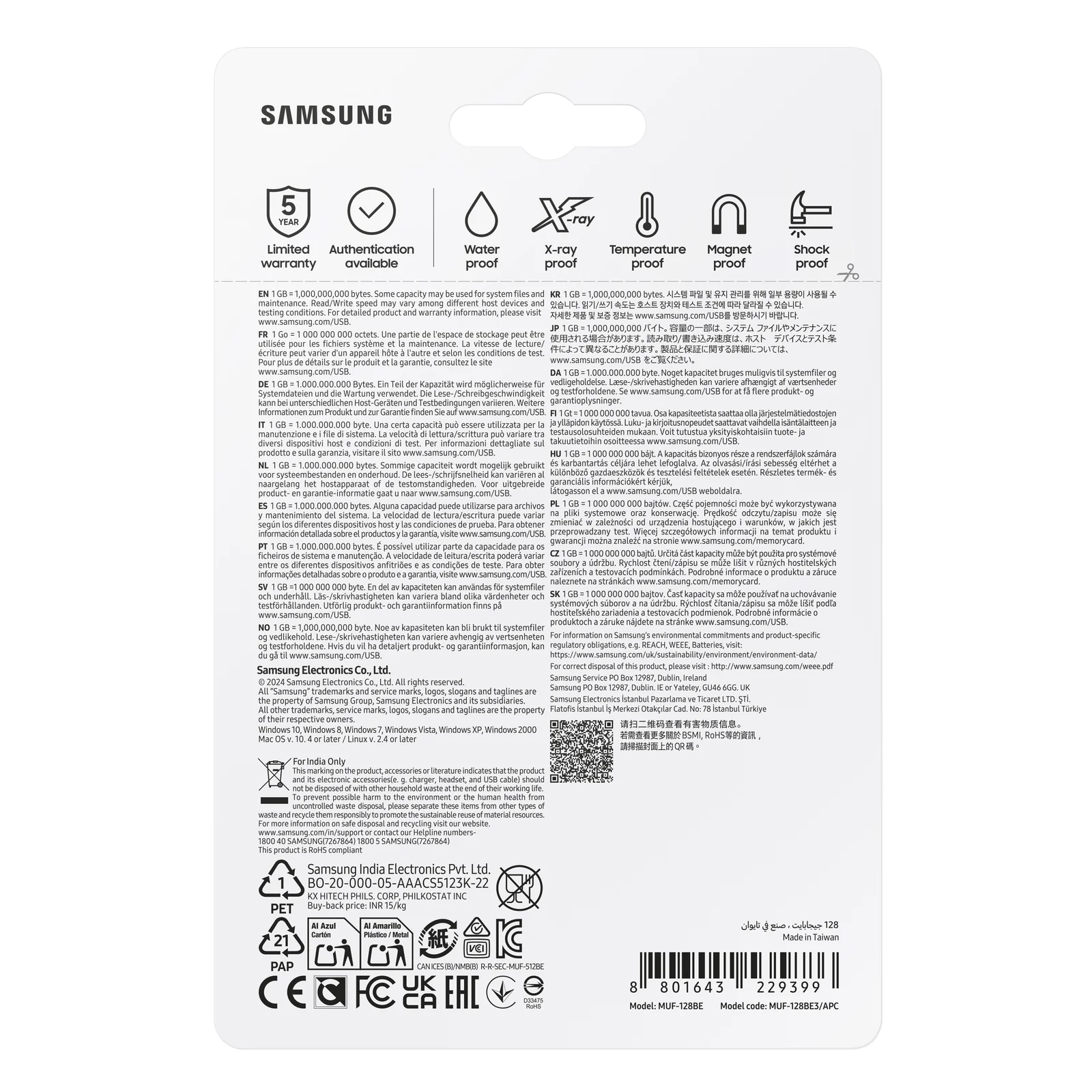 Samsung MUF-128BE lecteur USB flash 128 Go USB Type-A 3.2 Gen 1 (3.1 Gen 1) Argent