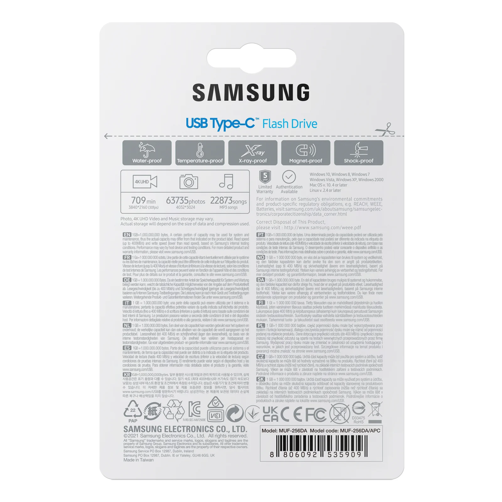 Samsung MUF-256DA lecteur USB flash 256 Go USB Type-C 3.2 Gen 1 (3.1 Gen 1) Bleu
