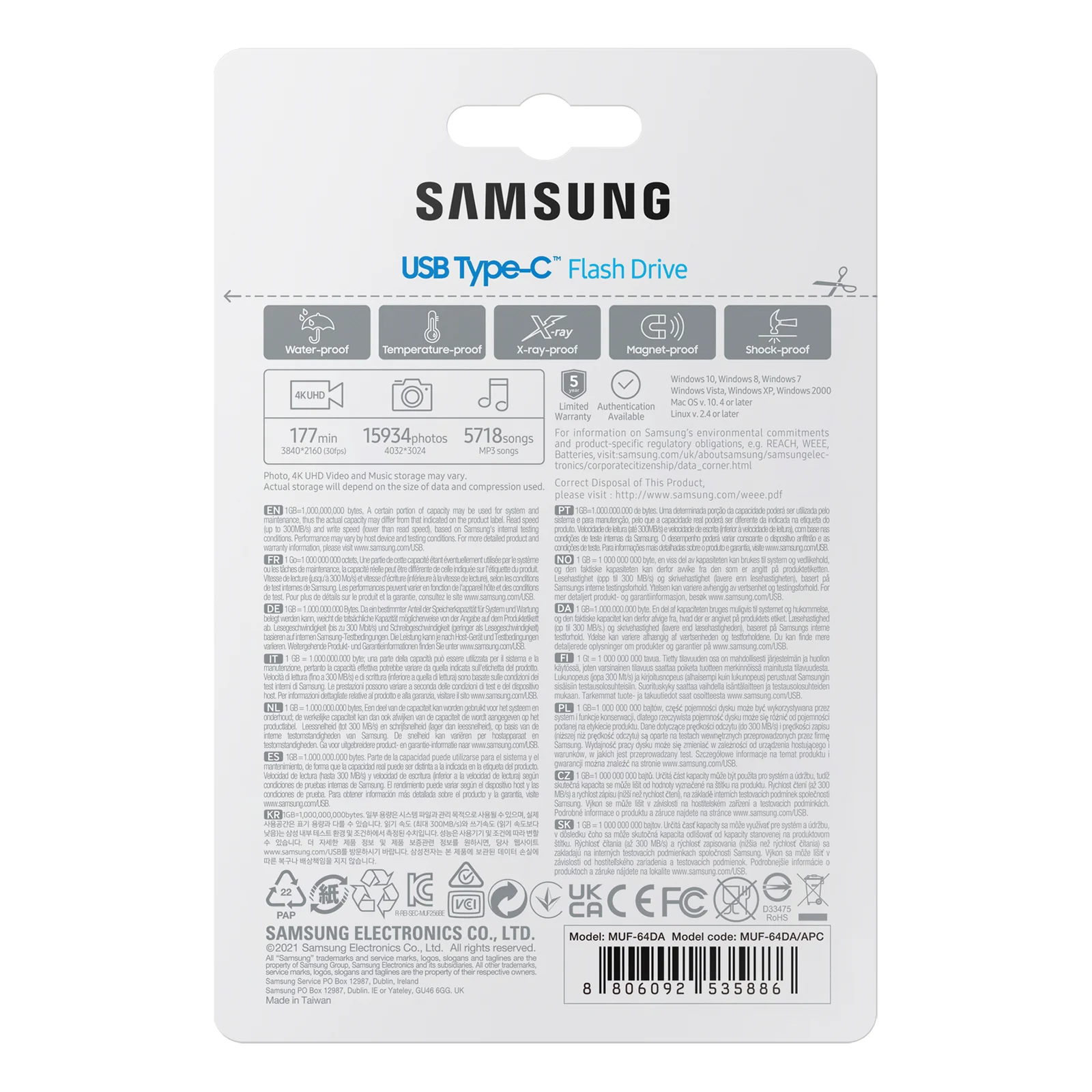 Samsung MUF-64DA lecteur USB flash 64 Go USB Type-C 3.2 Gen 1 (3.1 Gen 1) Bleu