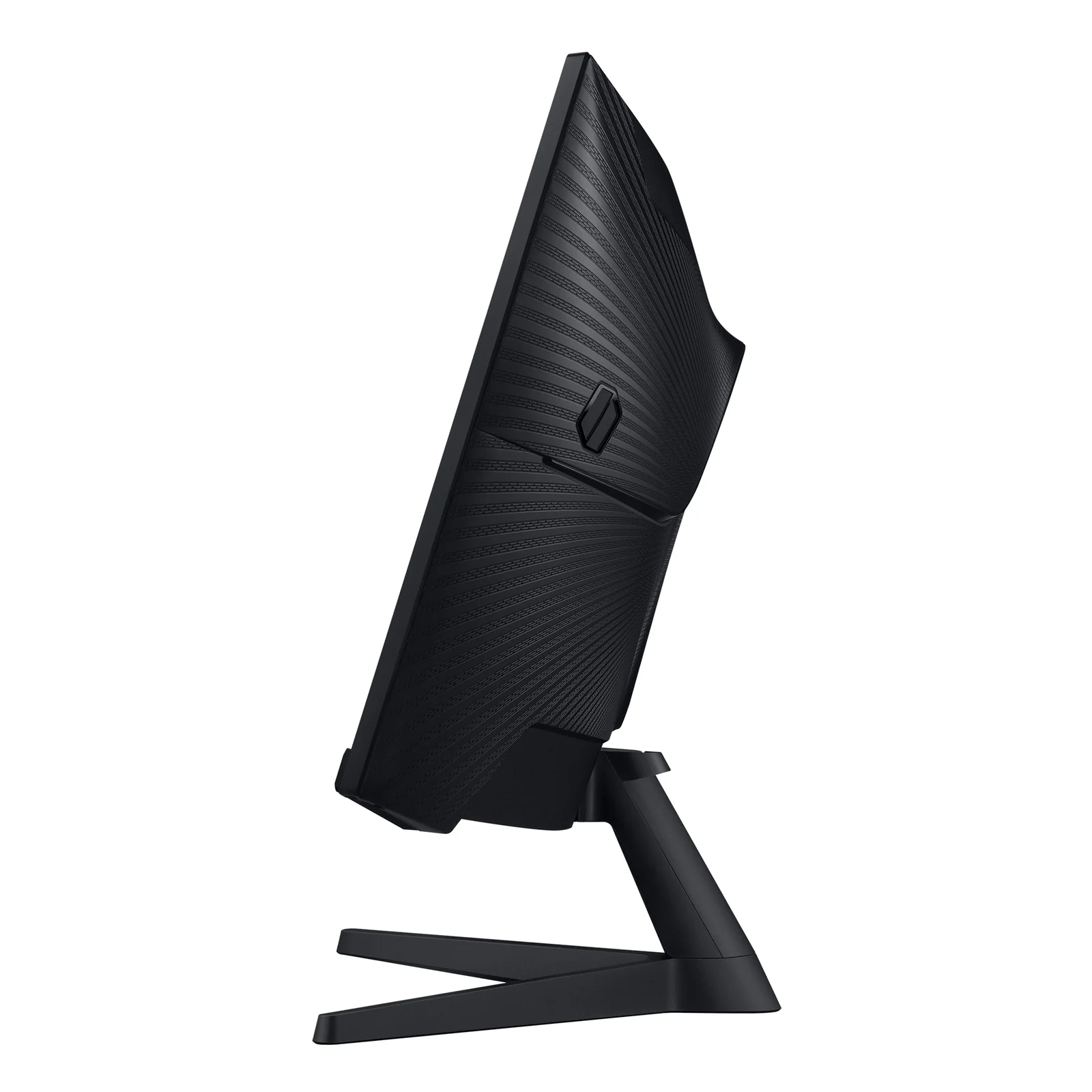 Vue de profil droit du Samsung Odyssey G5, bras du pied et inclinaison de la dalle depuis la droite