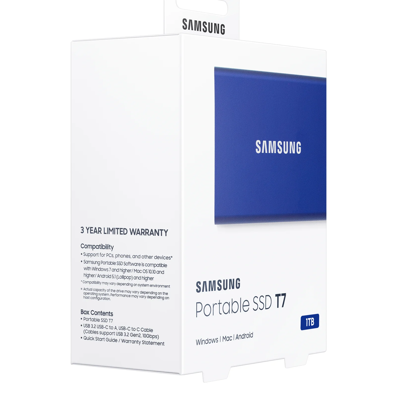 Samsung Portable SSD T7 1 To USB Type-C 3.2 Gen 2 (3.1 Gen 2) Bleu