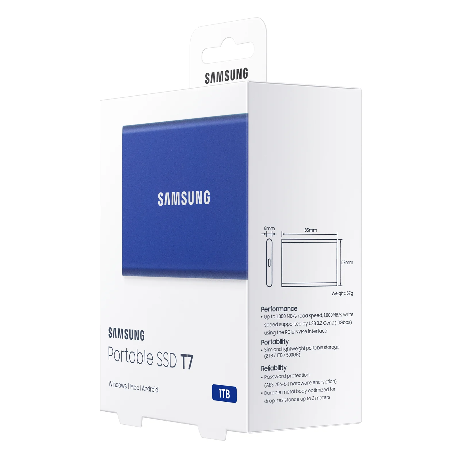 Samsung Portable SSD T7 1 To USB Type-C 3.2 Gen 2 (3.1 Gen 2) Bleu