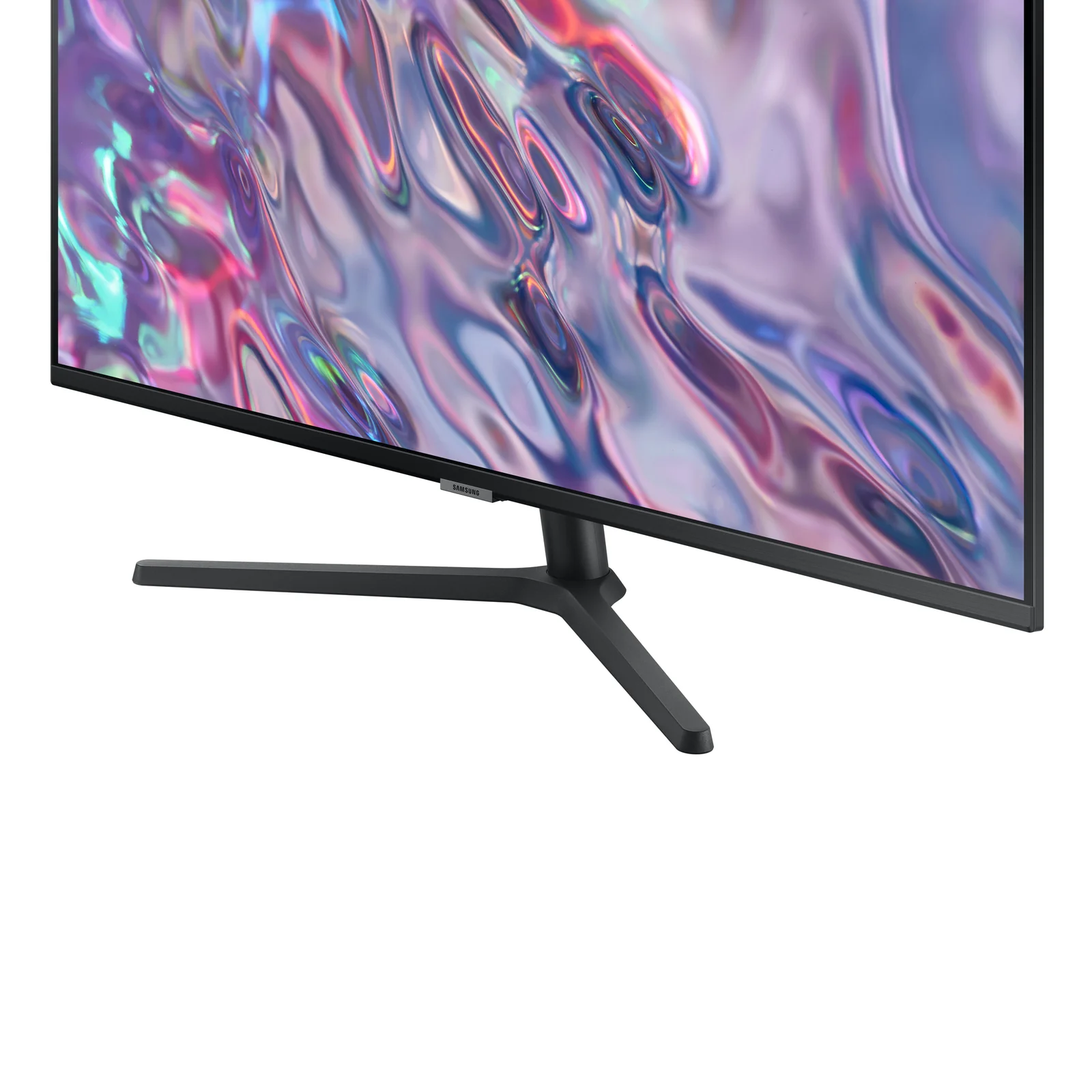 Gros plan légèrement différent du coin inférieur gauche du Samsung ViewFinity S5, base du pied en Y