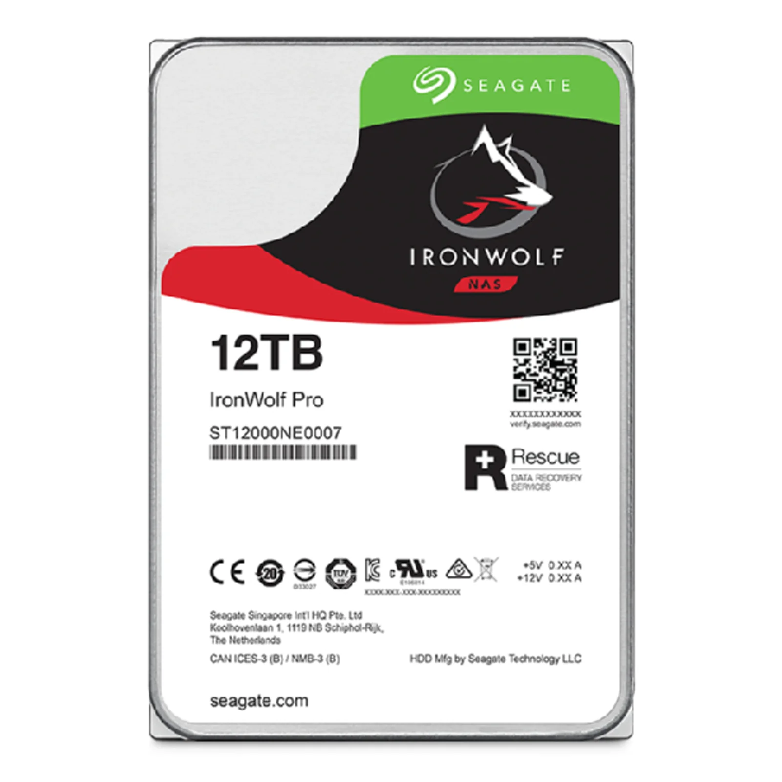 Seagate IronWolf Pro ST12000NT001 disque dur 12 To 7200 tr/min 256 Mo 3.5" Série ATA III