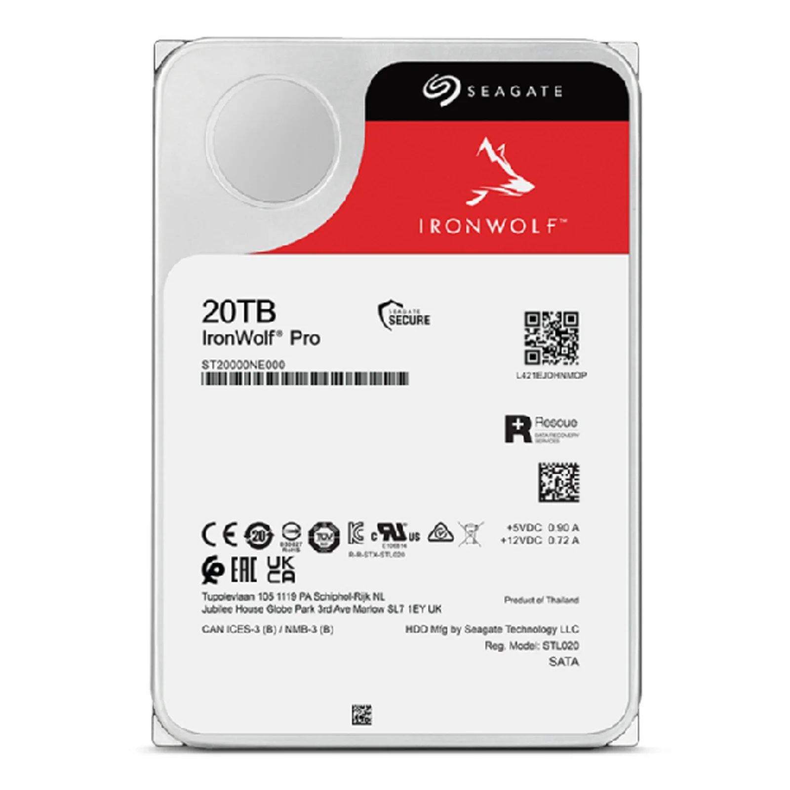 Seagate IronWolf Pro ST20000NT001 disque dur 20 To 7200 tr/min 256 Mo 3.5"