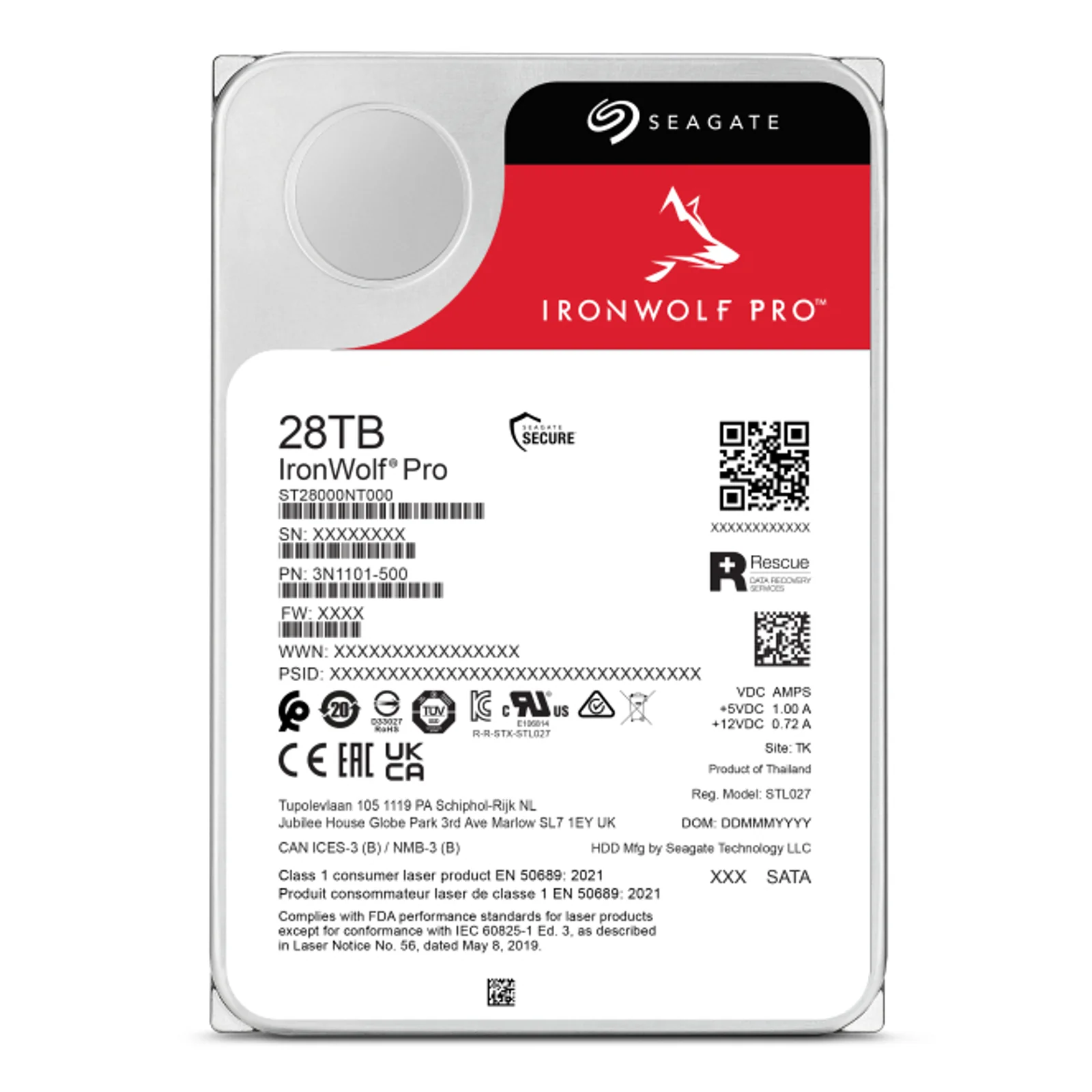 Seagate IronWolf Pro ST28000NT000 disque dur 28 To 7200 tr/min 512 Mo 3.5" Série ATA III
