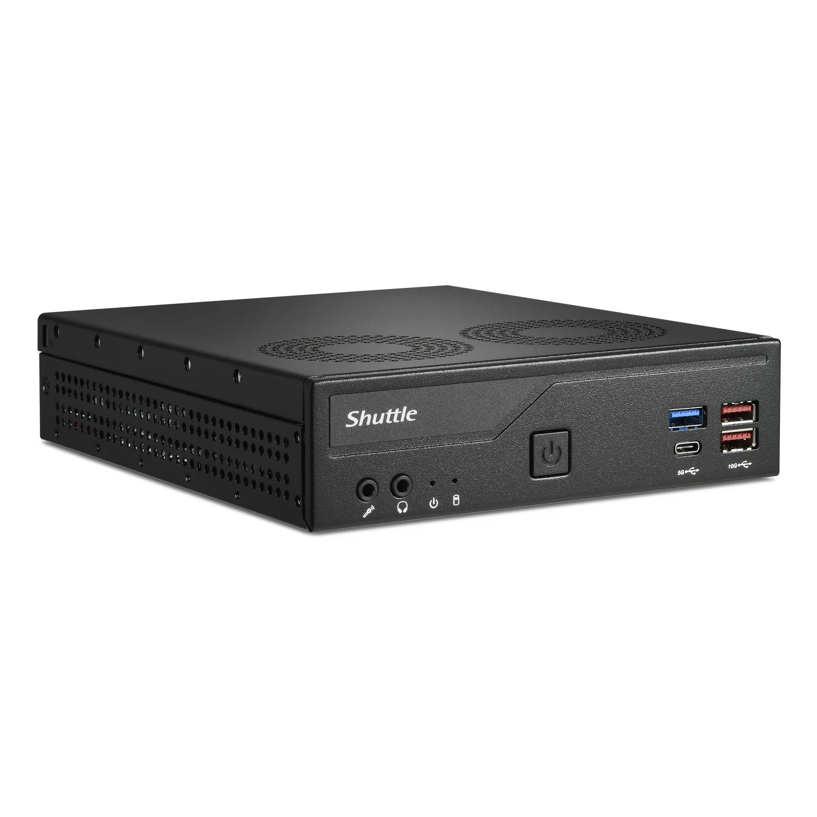 Shuttle Slim PC DH770 , S1700, 2x HDMI, 2x DP , 2x 2.5G LAN, 2x COM, 8x USB, 1x 2.5", 2x M.2, fonctionnement permanent 24/7, attaches VESA