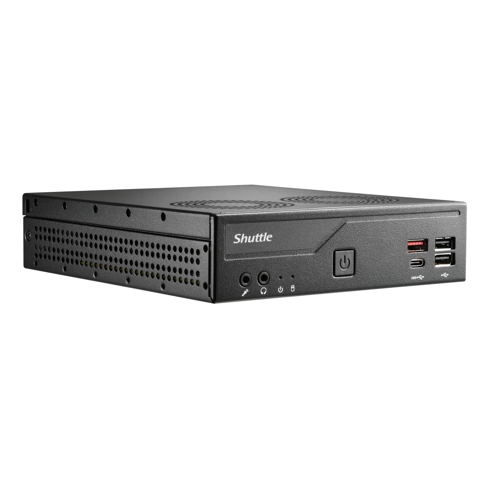 Shuttle Slim PC DH810 , S1851, 1x HDMI (2.1), 1x DP, 1x USB-C (DP), 1x 2.5", 2x M.2, 2x LAN (Intel 1G + 2.5G), 2x COM, fonctionnement permanent 24/7, attaches VESA