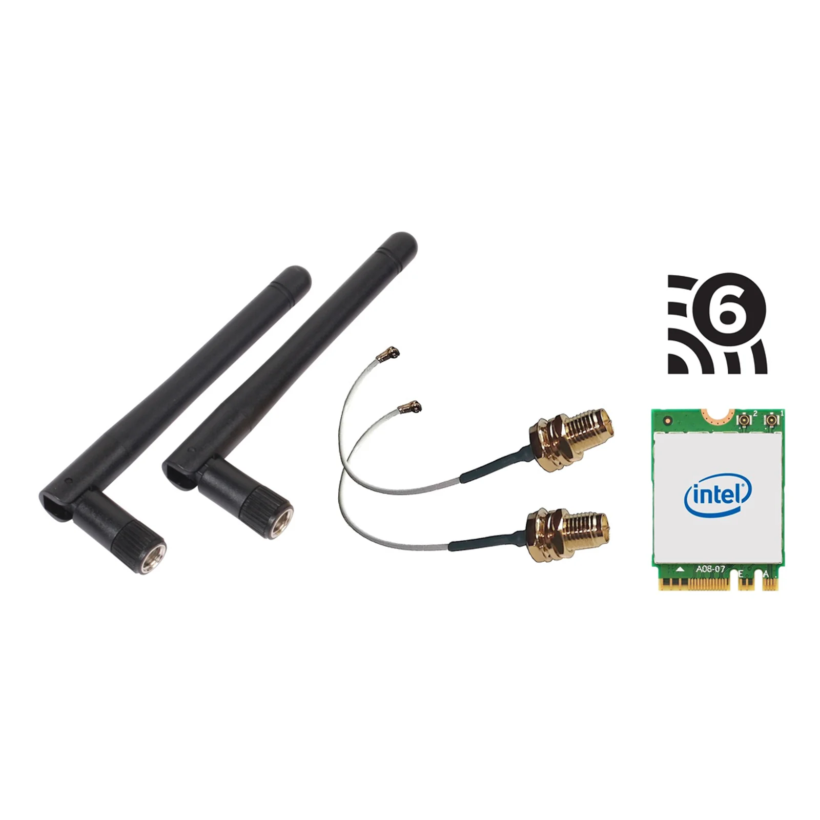WLN-M3 - Kit Wi-Fi pour PC Edge SPCEL, carte WLAN M.2 Intel (ax)/Bluetooth, avec câbles et antennes externes.