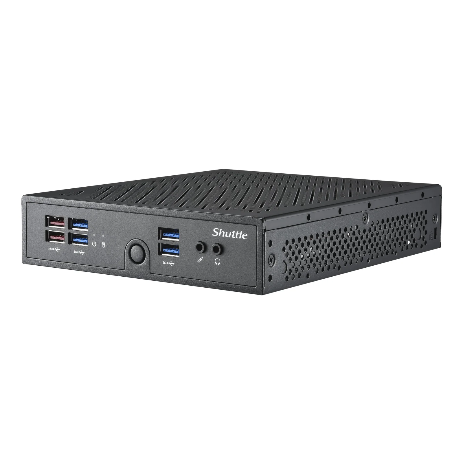 Shuttle XPC slim Barebone DS50U, Intel Celeron 7305, 2x LAN (1x 2.5Gbit ,1x 1Gbit), 1xCOM,1xHDMI,1xDP, 1x VGA, fanless, fonctionnement permanent 24/7