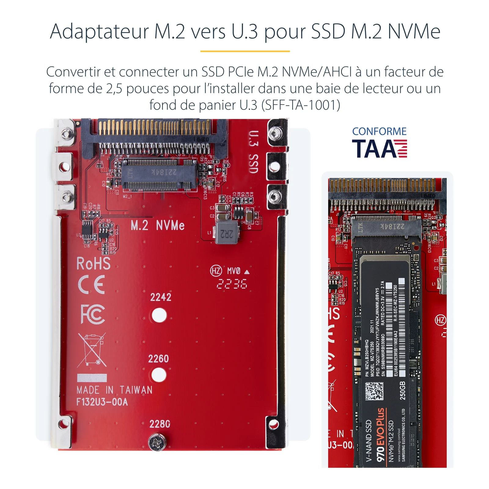 StarTech.com 1M25-U3-M2-ADAPTER carte et adaptateur d'interfaces Interne M.2