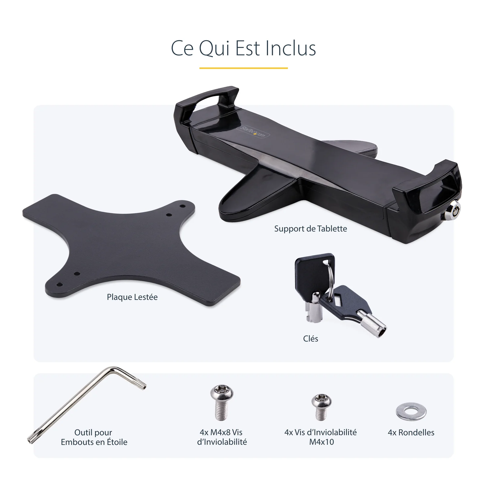 StarTech.com Adaptateur de Montage VESA pour Tablettes de 7,9 à 12,5" - Jusqu'à 2kg - Support Tablette Antivol Motif VESA 75x75/100x100 - Pince de Montage VESA - Socle/Fixation pour Tablette Sécurisé, Noir