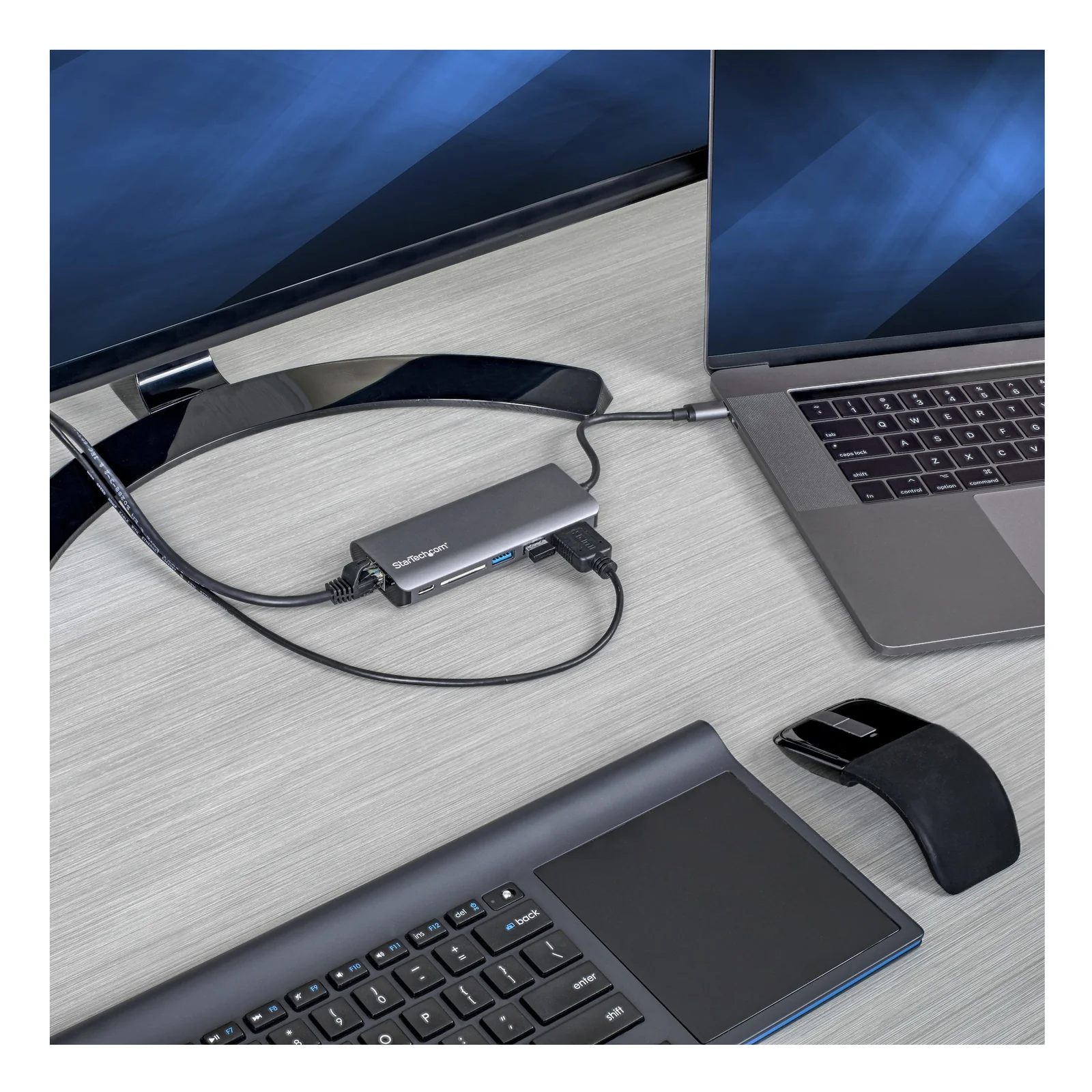 StarTech.com Adaptateur Multiport USB-C - Mini Dock USB-C avec HDMI 4K, 3x USB 3.0 Hub, SD/SDHC, GbE, 60W PD 3.0 Pass-Through - Station d'Accueil USB-C pour PC Portable Type-C/Thunderbolt 3