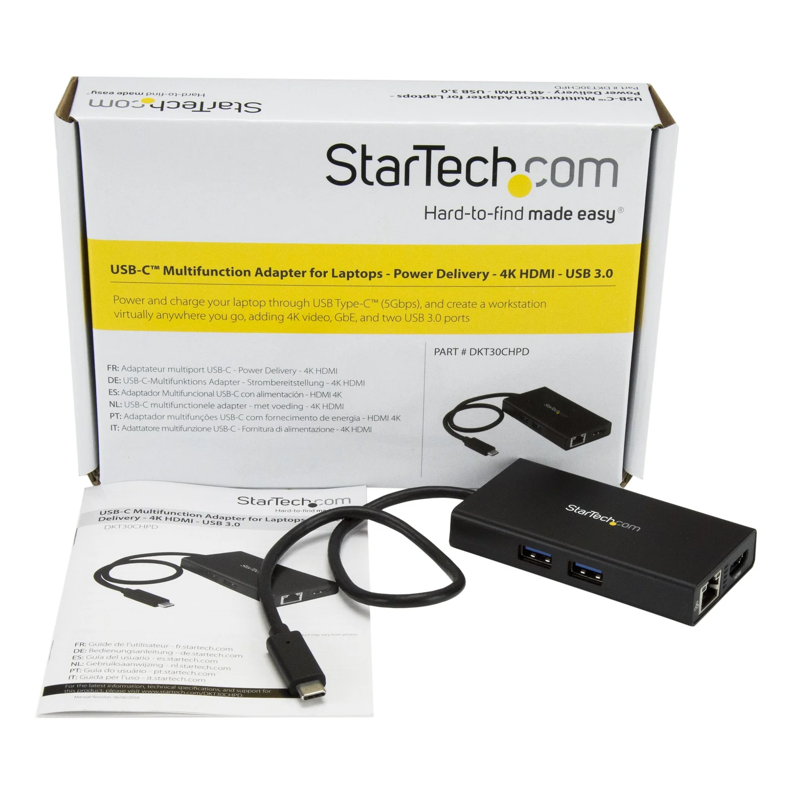 StarTech.com Adaptateur Multiport USB-C - Mini Station d'Accueil USB-C avec 4K HDMI - 60W Power Delivery Pass-Through, GbE, 2x USB-A 3.0 Hub - Mini Dock USB Type-C pour Ordinateur Portable