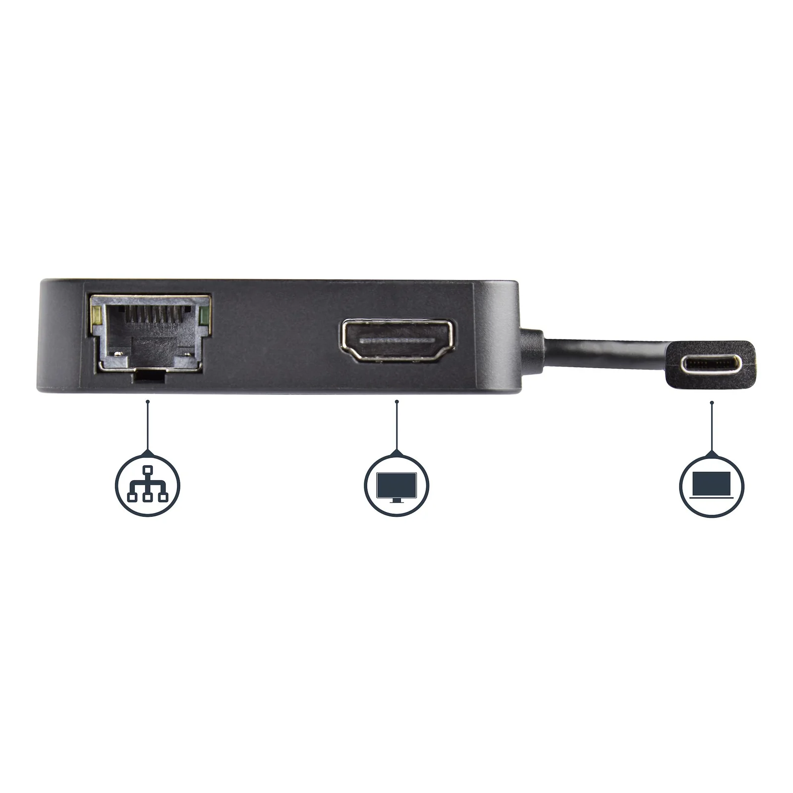 StarTech.com Adaptateur Multiport USB C - Mini Station d'Accueil USB-C Vidéo HDMI 4K - Gigabit Ethernet, Hub USB 3.0 (1x USB-A 1x USB-C) - Adaptateur Multiport USB Type-C - Compatible Thunderbolt 3