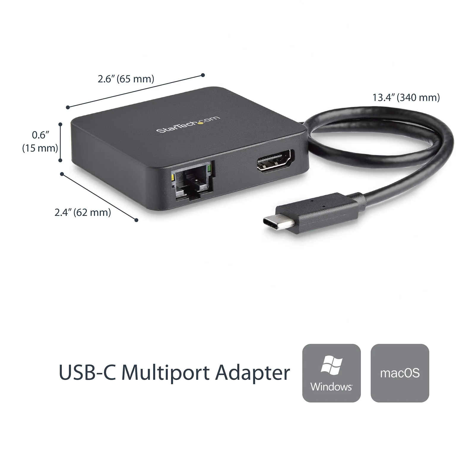 StarTech.com Adaptateur Multiport USB C - Mini Station d'Accueil USB-C Vidéo HDMI 4K - Gigabit Ethernet, Hub USB 3.0 (1x USB-A 1x USB-C) - Adaptateur Multiport USB Type-C - Compatible Thunderbolt 3