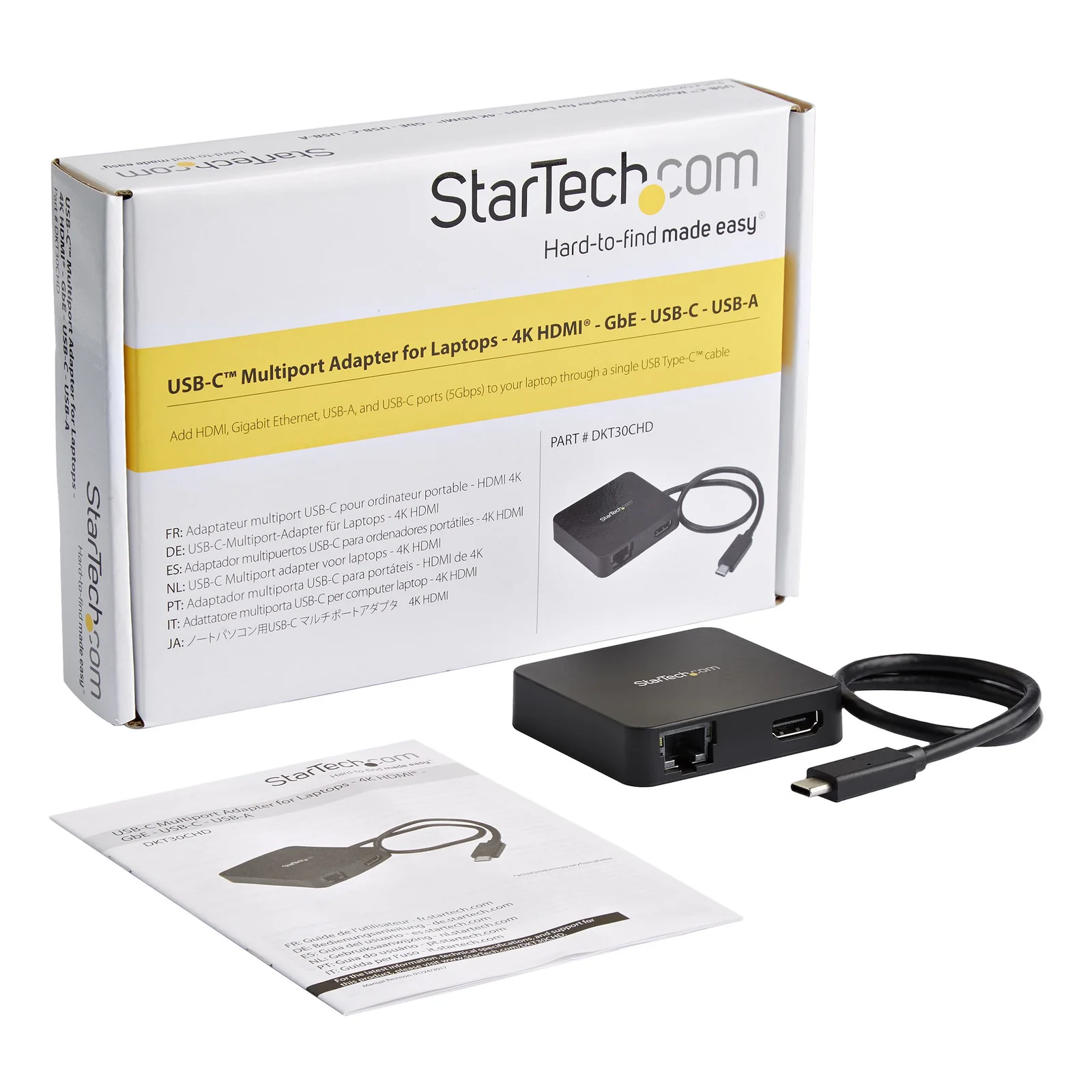StarTech.com Adaptateur Multiport USB C - Mini Station d'Accueil USB-C Vidéo HDMI 4K - Gigabit Ethernet, Hub USB 3.0 (1x USB-A 1x USB-C) - Adaptateur Multiport USB Type-C - Compatible Thunderbolt 3