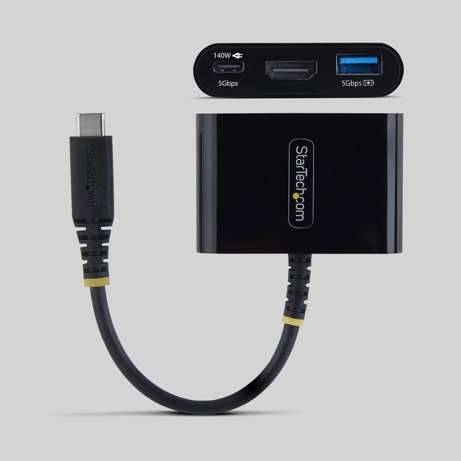 StarTech.com Adaptateur Multiport USB-C vers HDMI avec Charge PD 140W, HDMI 4K 60Hz, Hub USB 5 Gbps, Mini Dock pour MacBook / Dell / Thinkpad / HP / iPad / Tablettes