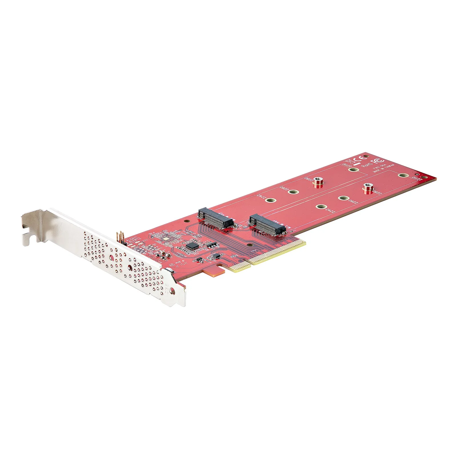 Adaptateur PCIe M.2 - PCIe x8/ x16 vers Double NVMe ou AHCI M.2 SSD - PCI Express 4.0, 7,8 Gbps par Disque, Bifurcation Requise - Carte PCIe Dual M.2 - Compatible Windows/Linux