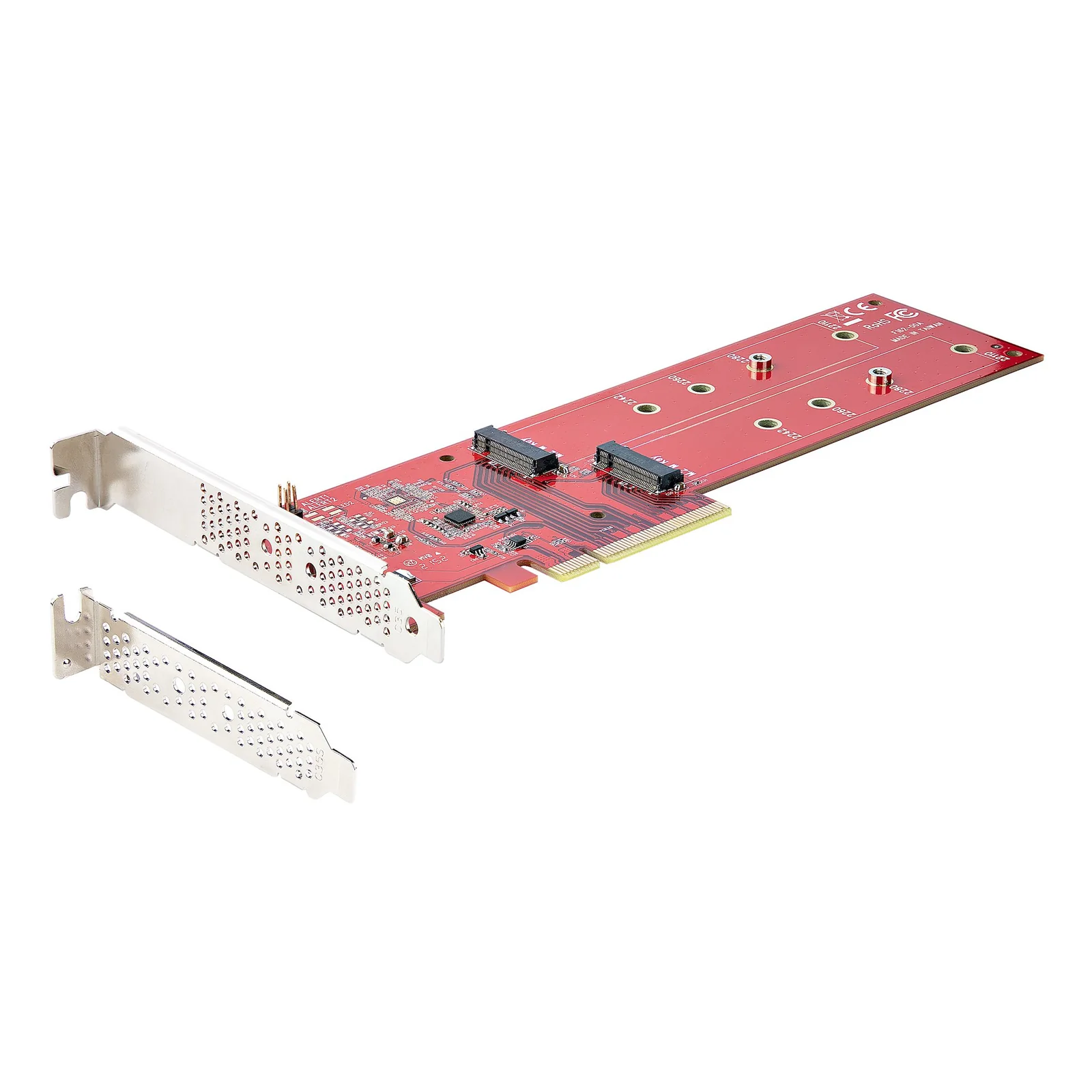 StarTech.com Adaptateur PCIe M.2 - PCIe x8/ x16 vers Double NVMe ou AHCI M.2 SSD - PCI Express 4.0, 7,8 Gbps par Disque, Bifurcation Requise - Carte PCIe Dual M.2 - Compatible Windows/Linux