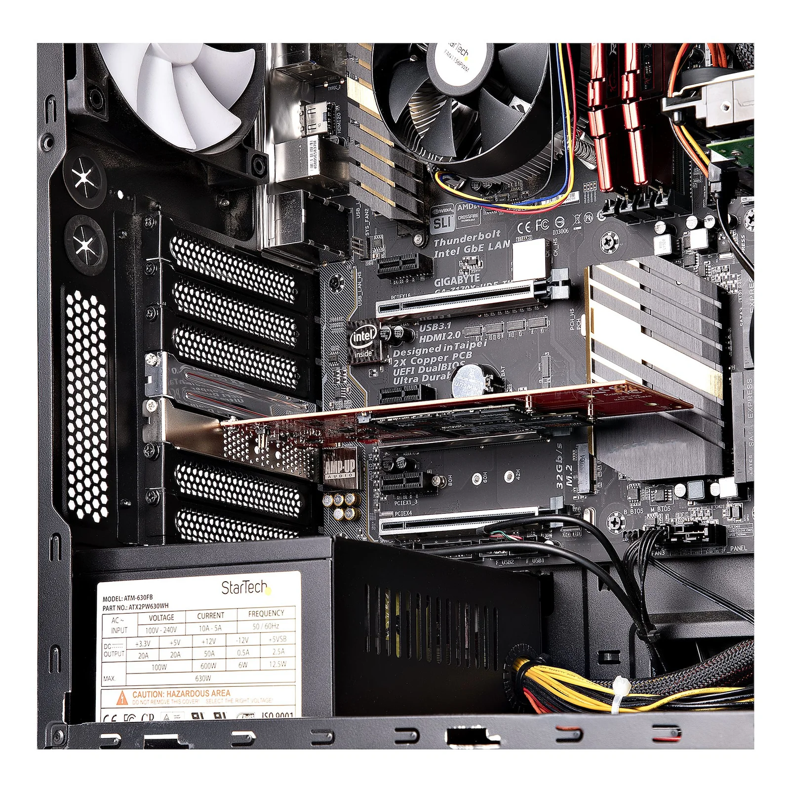 StarTech.com Adaptateur PCIe M.2 - PCIe x8/ x16 vers Double NVMe ou AHCI M.2 SSD - PCI Express 4.0, 7,8 Gbps par Disque, Bifurcation Requise - Carte PCIe Dual M.2 - Compatible Windows/Linux