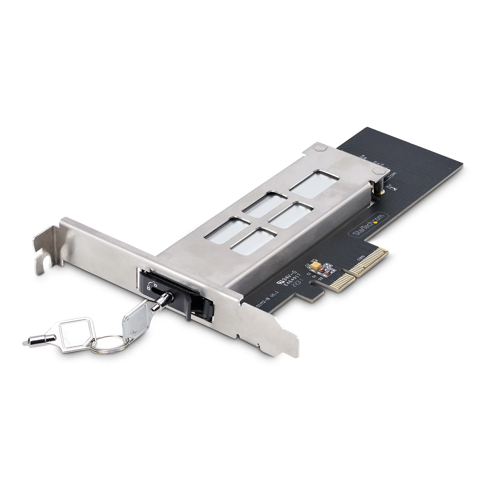 Adaptateur SSD M.2 NVMe vers PCIe x4 avec Plateau Amovible pour Slot d'Extension PCI Express, Carte Adaptateur PCIe, Installation Sans Outil, Baie de Disque Hot-Swap PCIe 4.0/3.0, Verrouillage par Clé