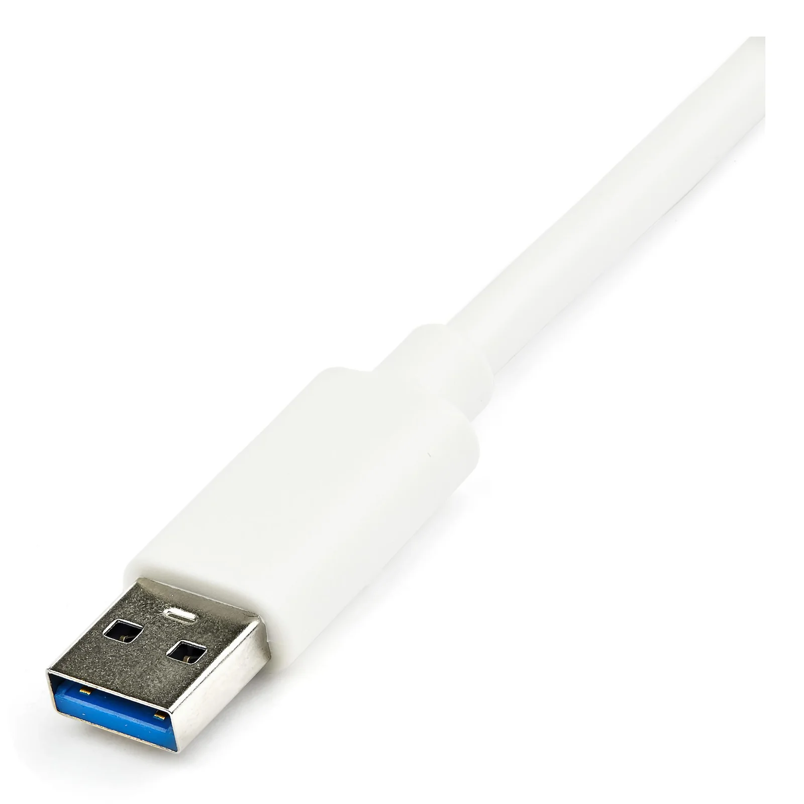 Gros plan sur le connecteur USB-A blanc avec languette intérieure bleue USB 3.0