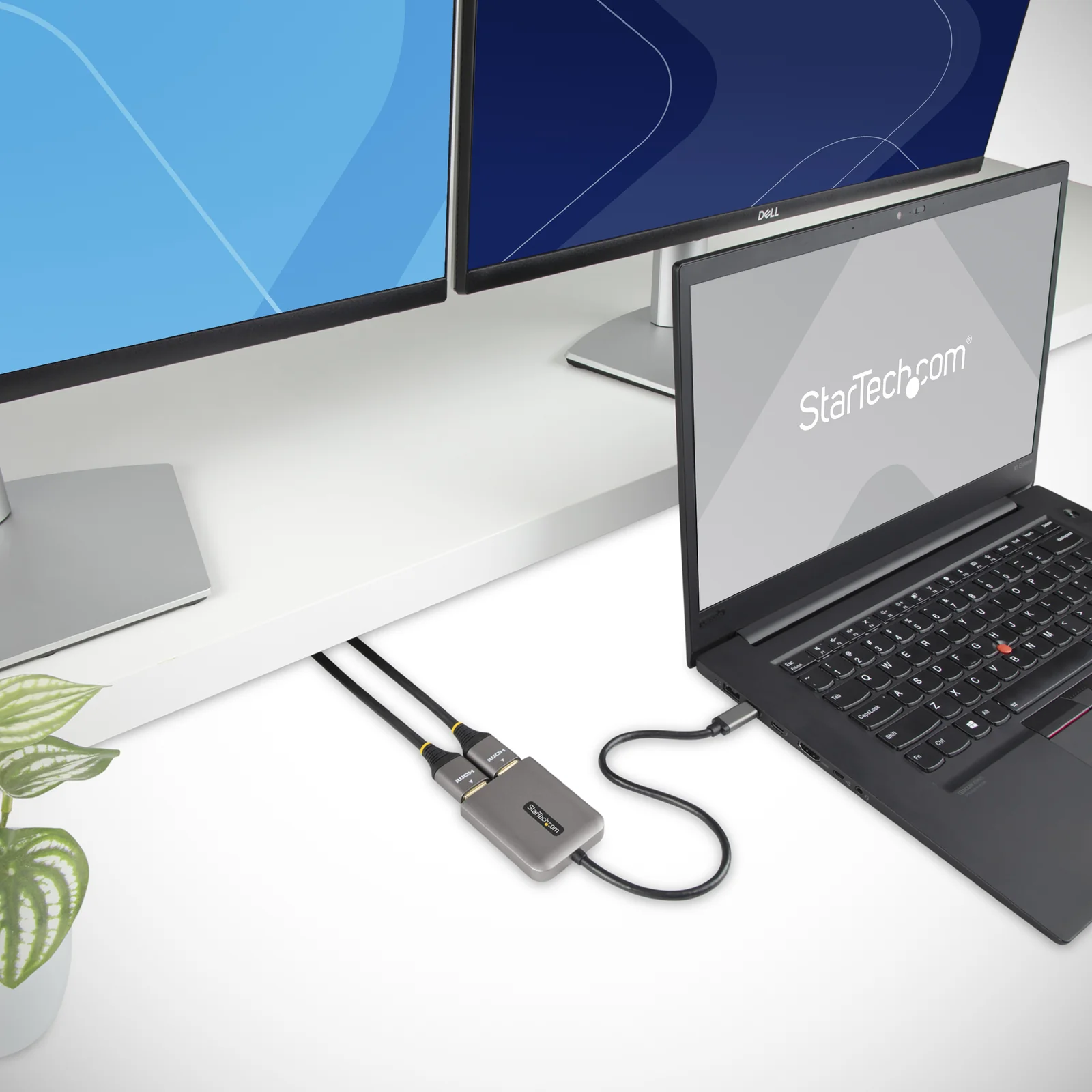 StarTech.com Adaptateur USB-C vers Double HDMI, Hub USB Type-C Multi-Moniteur MST, Double Écran HDMI 4K 60Hz pour Ordinateur Portable Extender / Splitter, HDR, Câble Intégré Extra-Long - Windows Uniquement