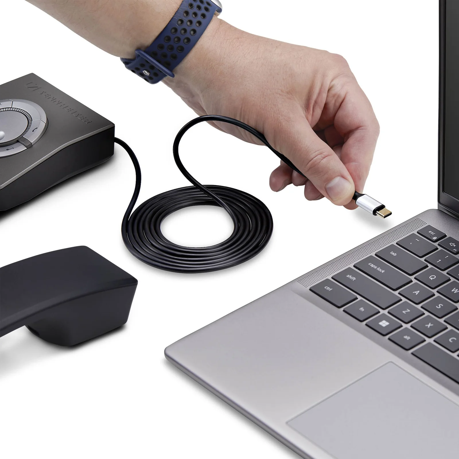 StarTech.com Adaptateur USB-C vers RJ9 pour Combiné Téléphonique de Bureau ou Casque Filaire/Sans Fil, Utilise le Matériel Fixe Existant, 1,8m, pour Ordinateur Portable/de Bureau/Mobile