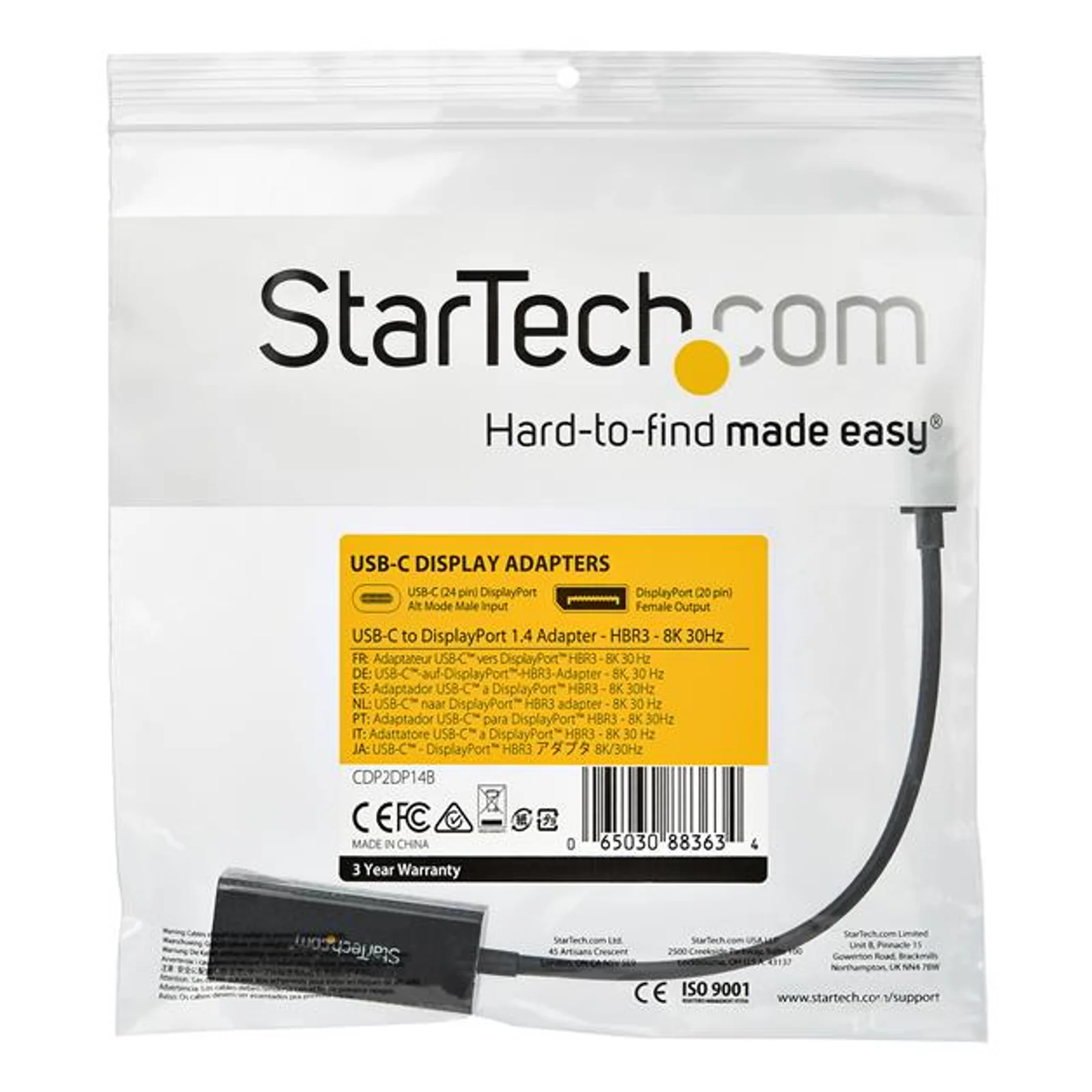 StarTech.com Adaptateur USB Type-C vers DisplayPort 8K 30 Hz