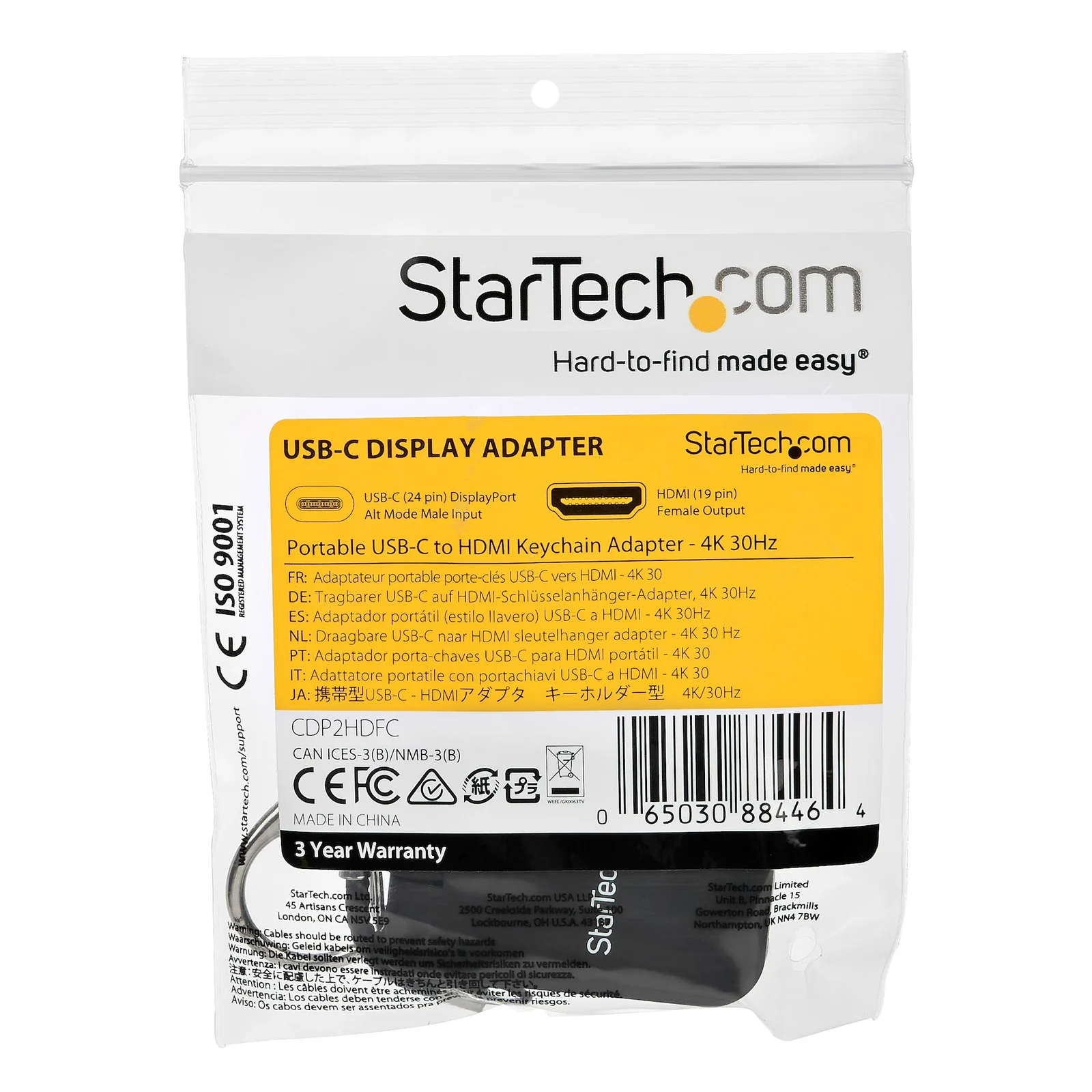 StarTech.com Adaptateur USB Type-C vers HDMI 4K porte-clés