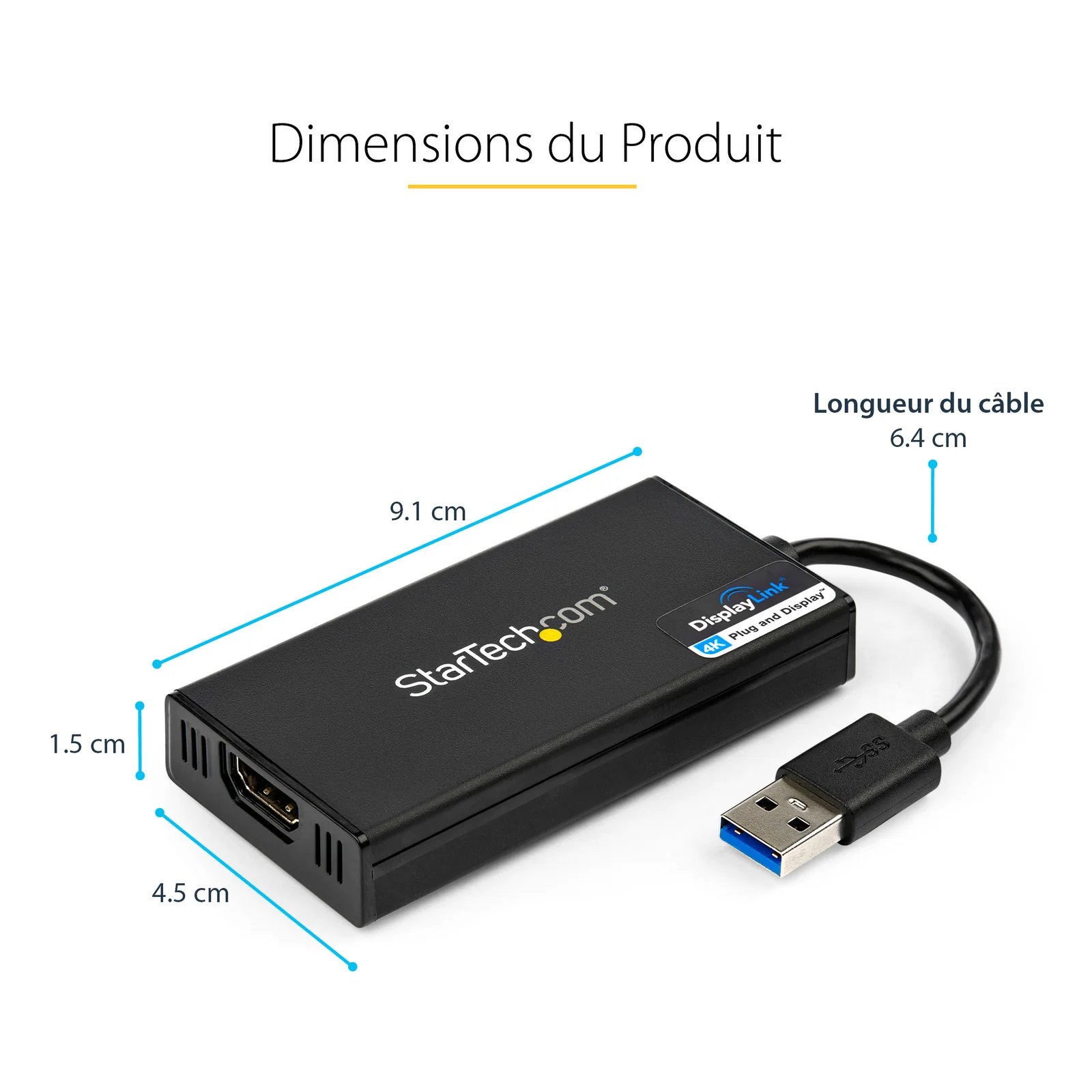 StarTech.com Adaptateur vidéo multi-écrans USB 3.0 vers HDMI - Carte graphique externe certifié DisplayLink - Ultra HD 4k