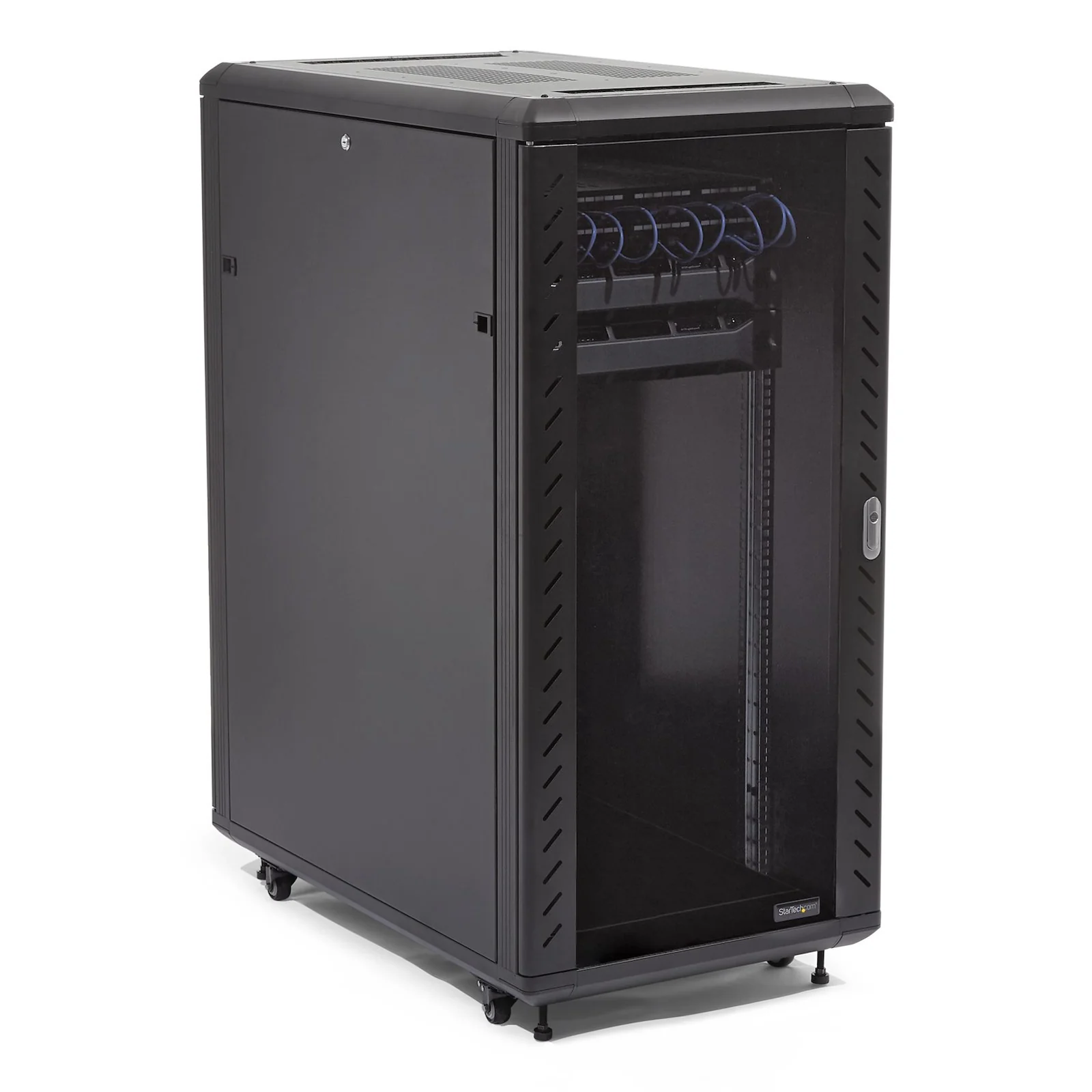 StarTech.com Armoire Rack Serveur 32U à 4 Montants, Armoire Verrouillable 19" pour Ordinateur/AV/Équipement IT, Rack Réseau pour Bureau/Domicile avec Roulettes et Rails de Montage Ajustables