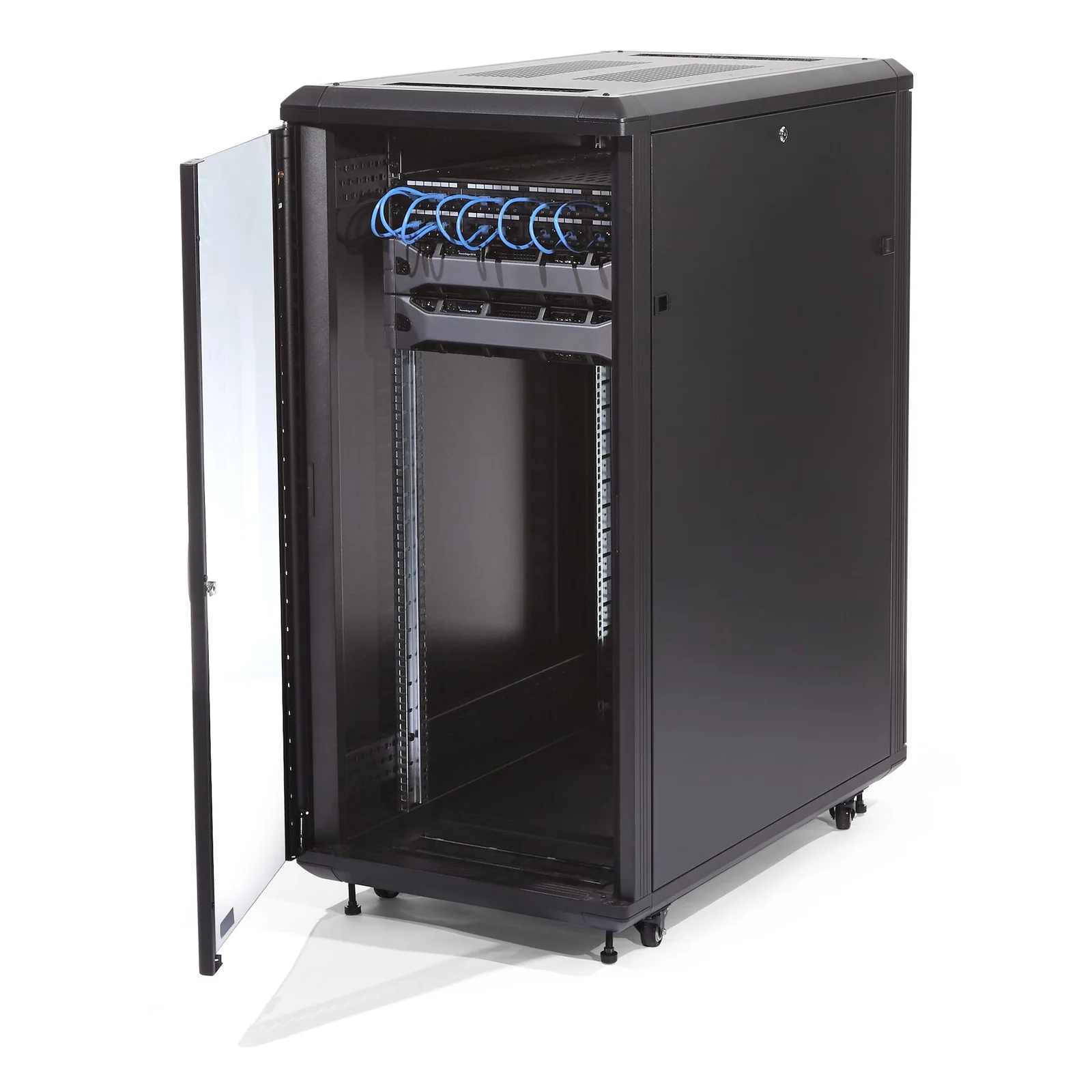 StarTech.com Armoire Rack Serveur 32U à 4 Montants, Armoire Verrouillable 19" pour Ordinateur/AV/Équipement IT, Rack Réseau pour Bureau/Domicile avec Roulettes et Rails de Montage Ajustables