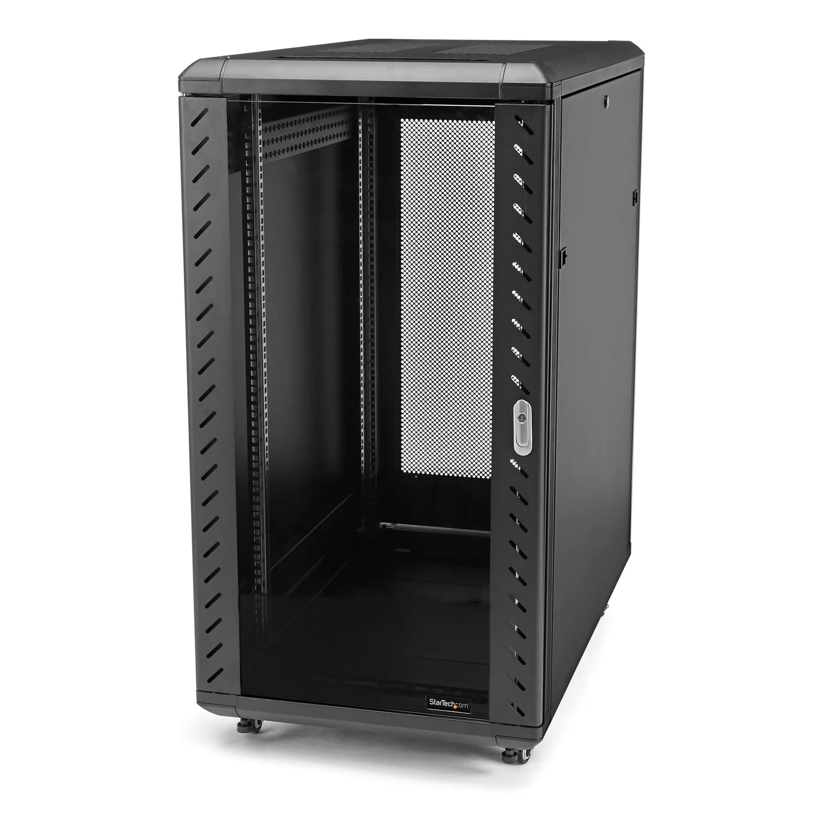 Armoire Rack Serveur 32U à 4 Montants, Armoire Verrouillable 19" pour Ordinateur/AV/Équipement IT, Rack Réseau pour Bureau/Domicile avec Roulettes et Rails de Montage Ajustables