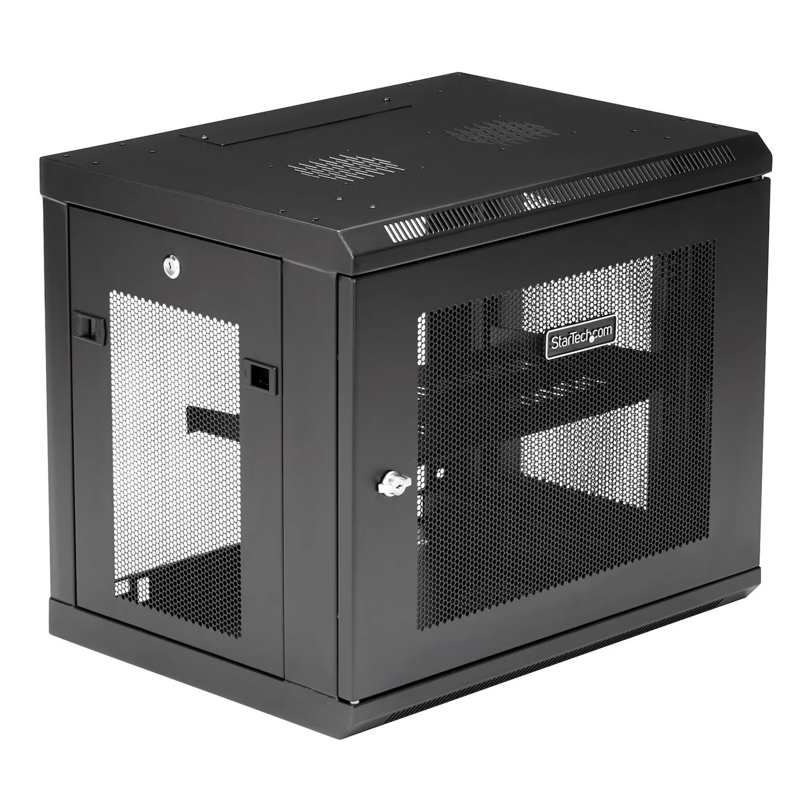 StarTech.com Armoire Réseau Murale 9U à 2 Montants avec Étagère 1U, Baie Serveur Murale 19" pour Données/Réseau/AV/Électronique/Équipement IT, Petite Armoire Rack Ventilée