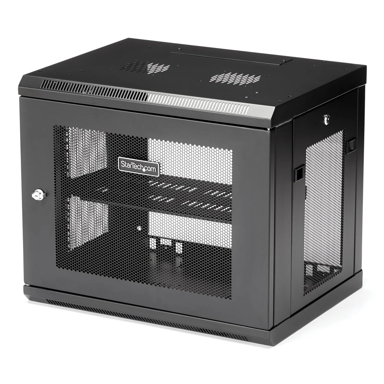 Armoire Réseau Murale 9U à 2 Montants avec Étagère 1U, Baie Serveur Murale 19" pour Données/Réseau/AV/Électronique/Équipement IT, Petite Armoire Rack Ventilée