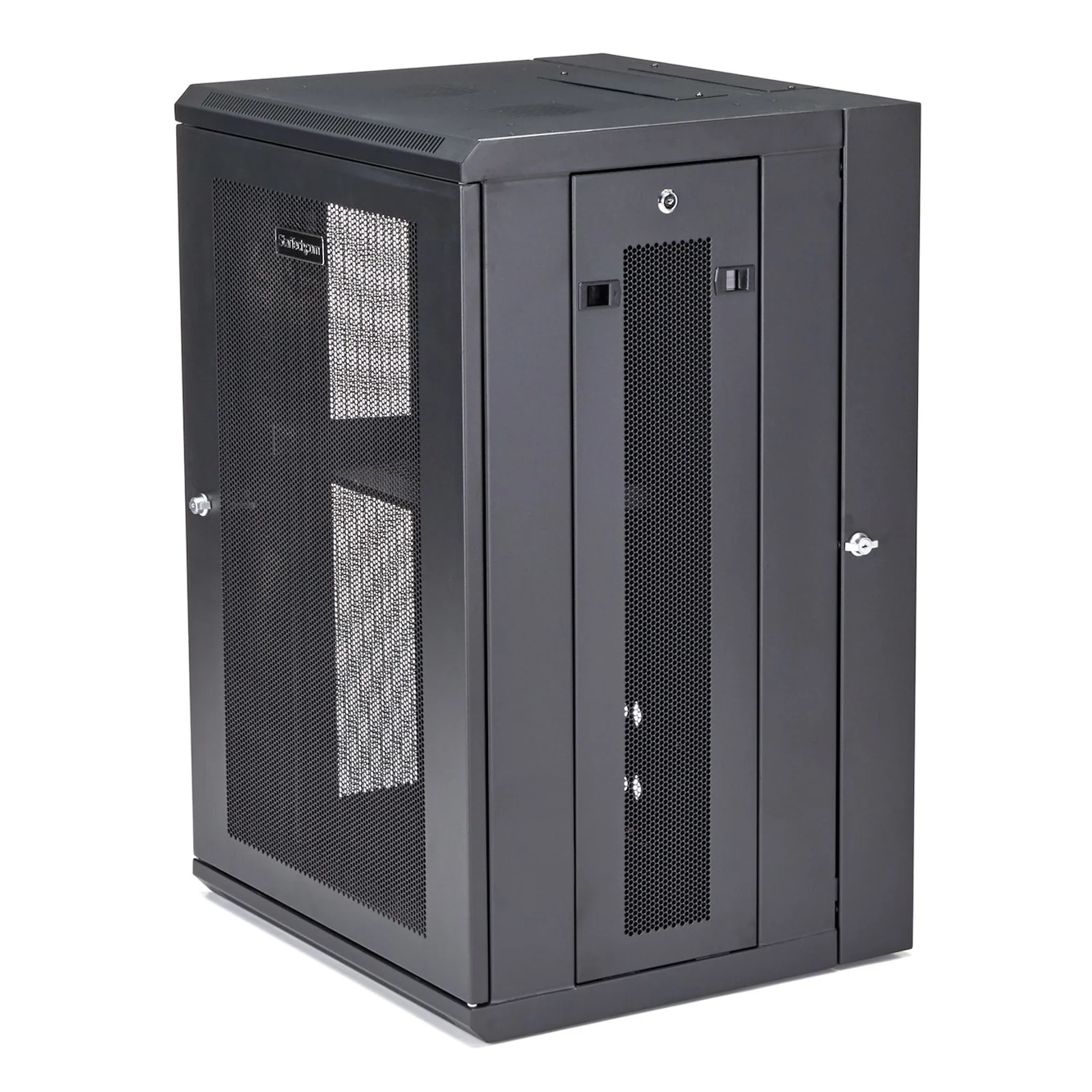 StarTech.com Armoire Réseau Murale à 4 Montants 18U avec Étagère 1U, Armoire Serveur Murale 19" à Charnières pour Équipement IT/AV/Électronique/Ordinateur, Armoire Rack Ventilée Flexible