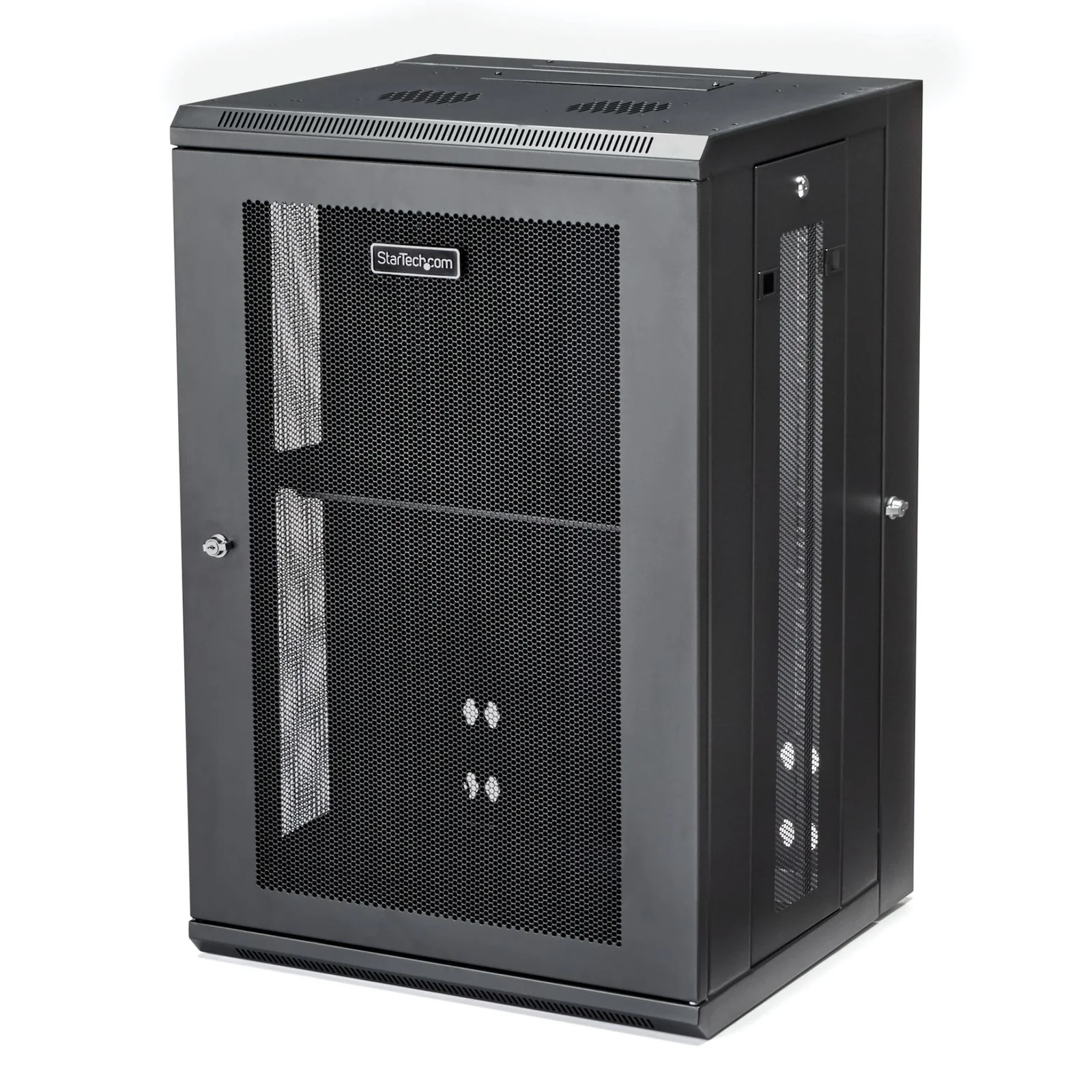Armoire Réseau Murale à 4 Montants 18U avec Étagère 1U, Armoire Serveur Murale 19" à Charnières pour Équipement IT/AV/Électronique/Ordinateur, Armoire Rack Ventilée Flexible