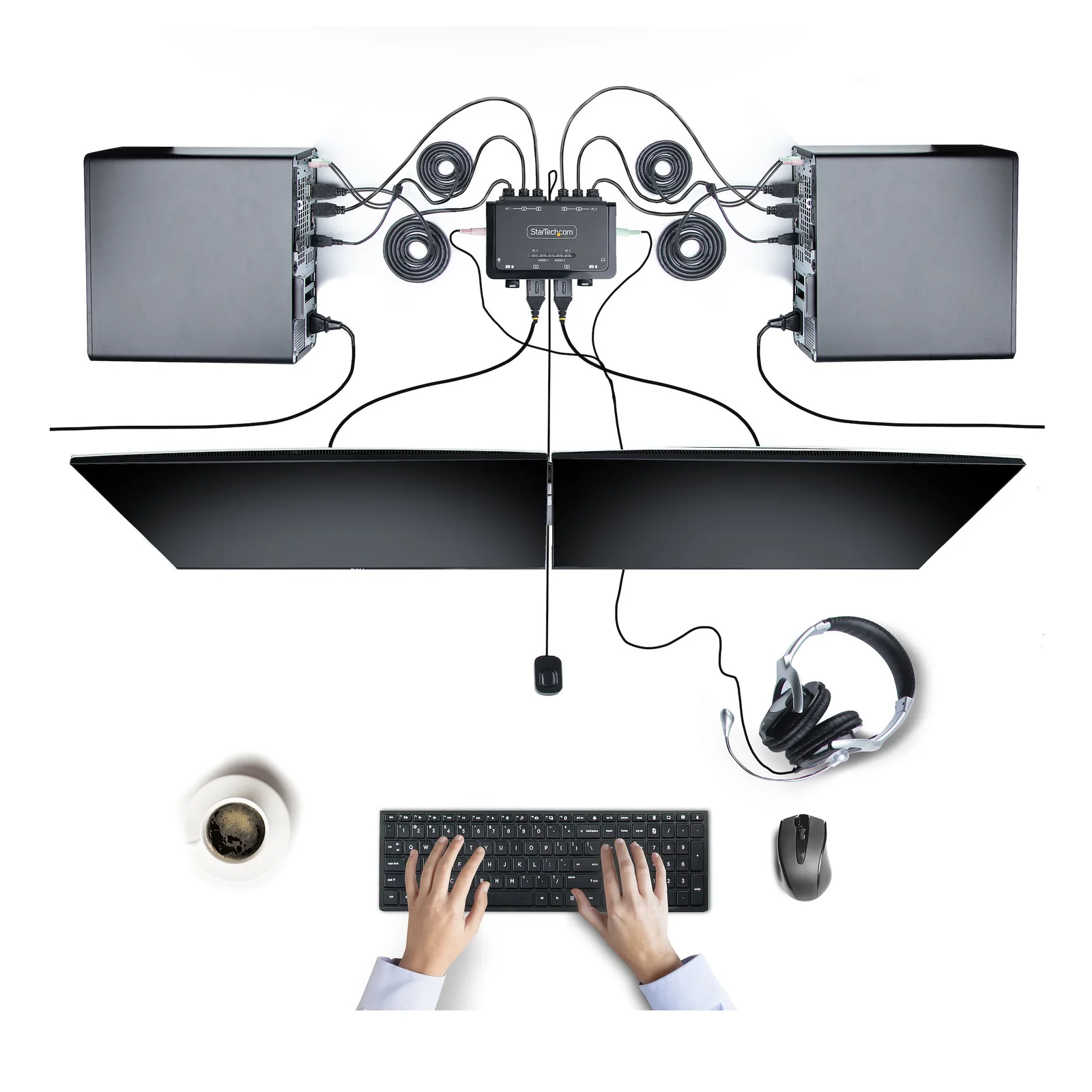 StarTech.com C2-DH46-UA2-CBL-KVM commutateur écran, clavier et souris Noir