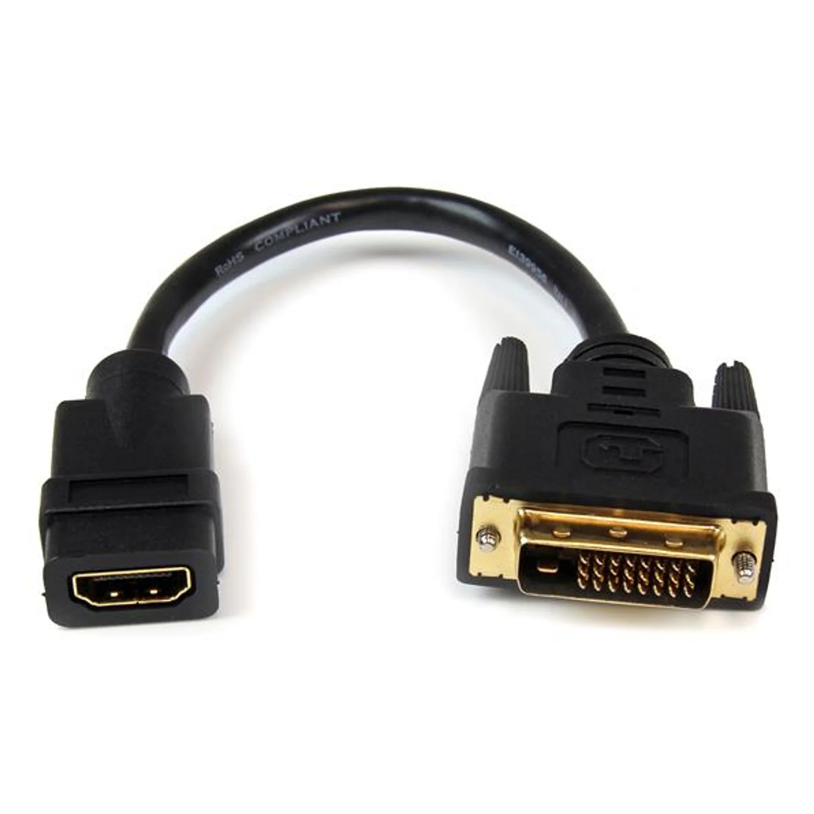 Câble adaptateur vidéo de 20 cm HDMI vers DVI-D - HDMI femelle vers DVI mâle
